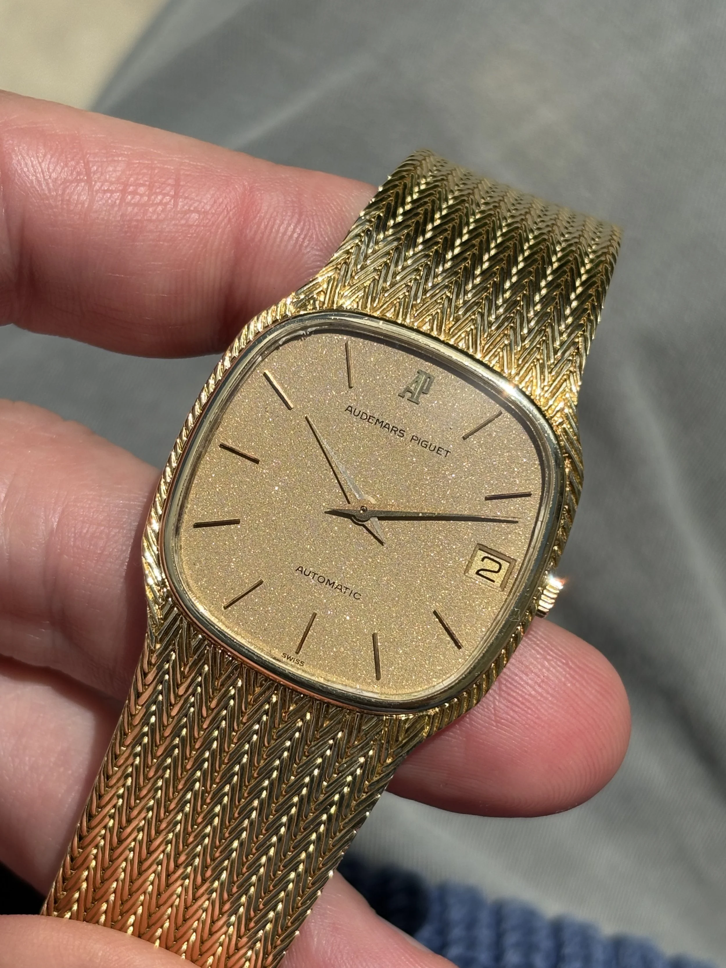 Audemars Piguet Yellow Gold Basket Weave Bracelet & Snowflake Dial