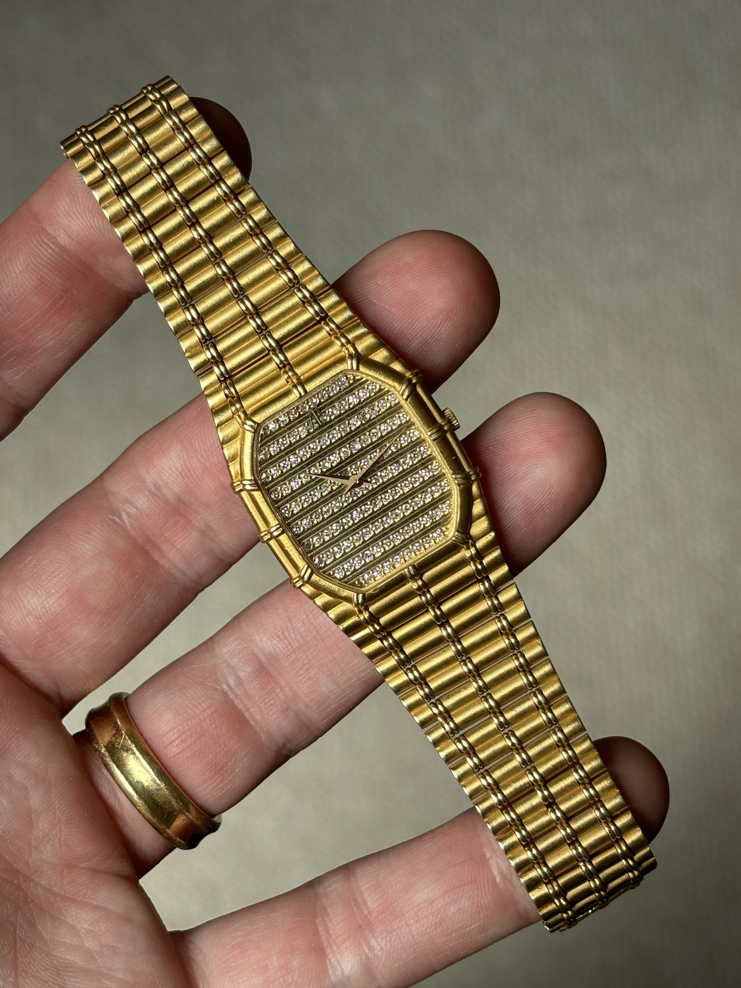 Audemars Piguet Bamboo Yellow Gold Diamond Bar Set Dial — Doble