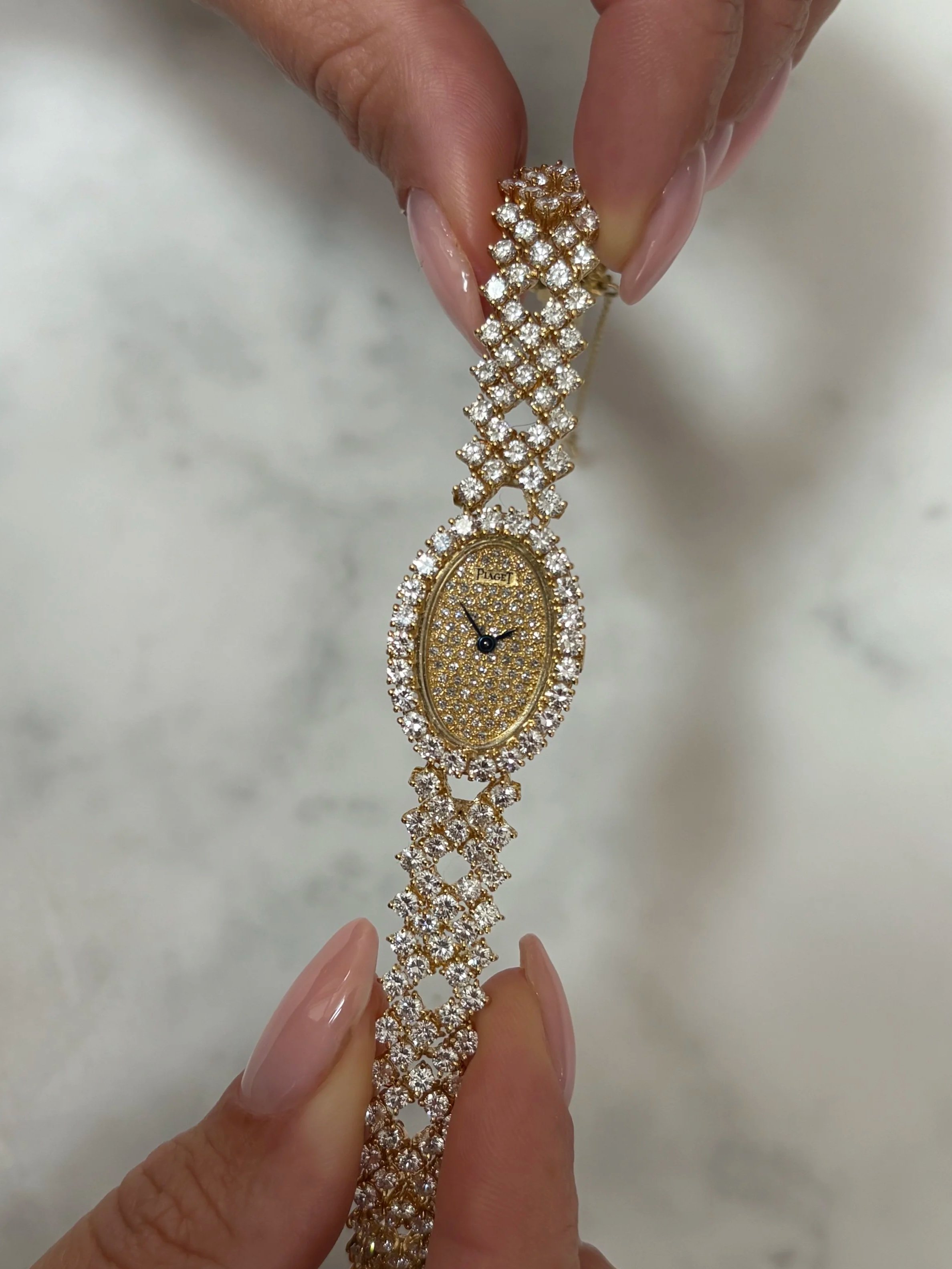 Piaget 11ct Diamond Honeycomb Cocktail Watch Yellow Gold ref. 4551 v370