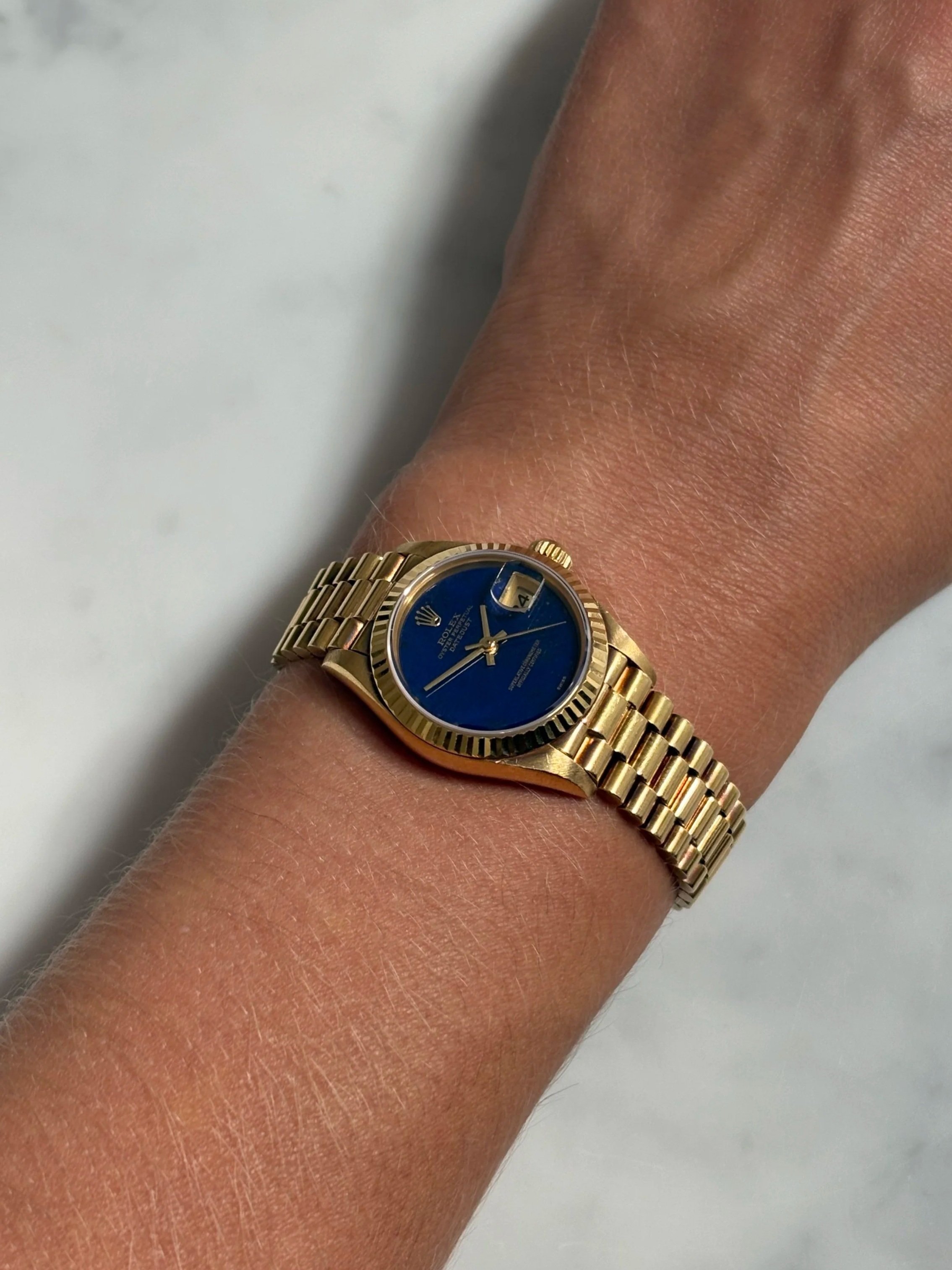 Rolex 26mm Datejust Yellow Gold Lapis Lazuli Stone Dial ref. 69178