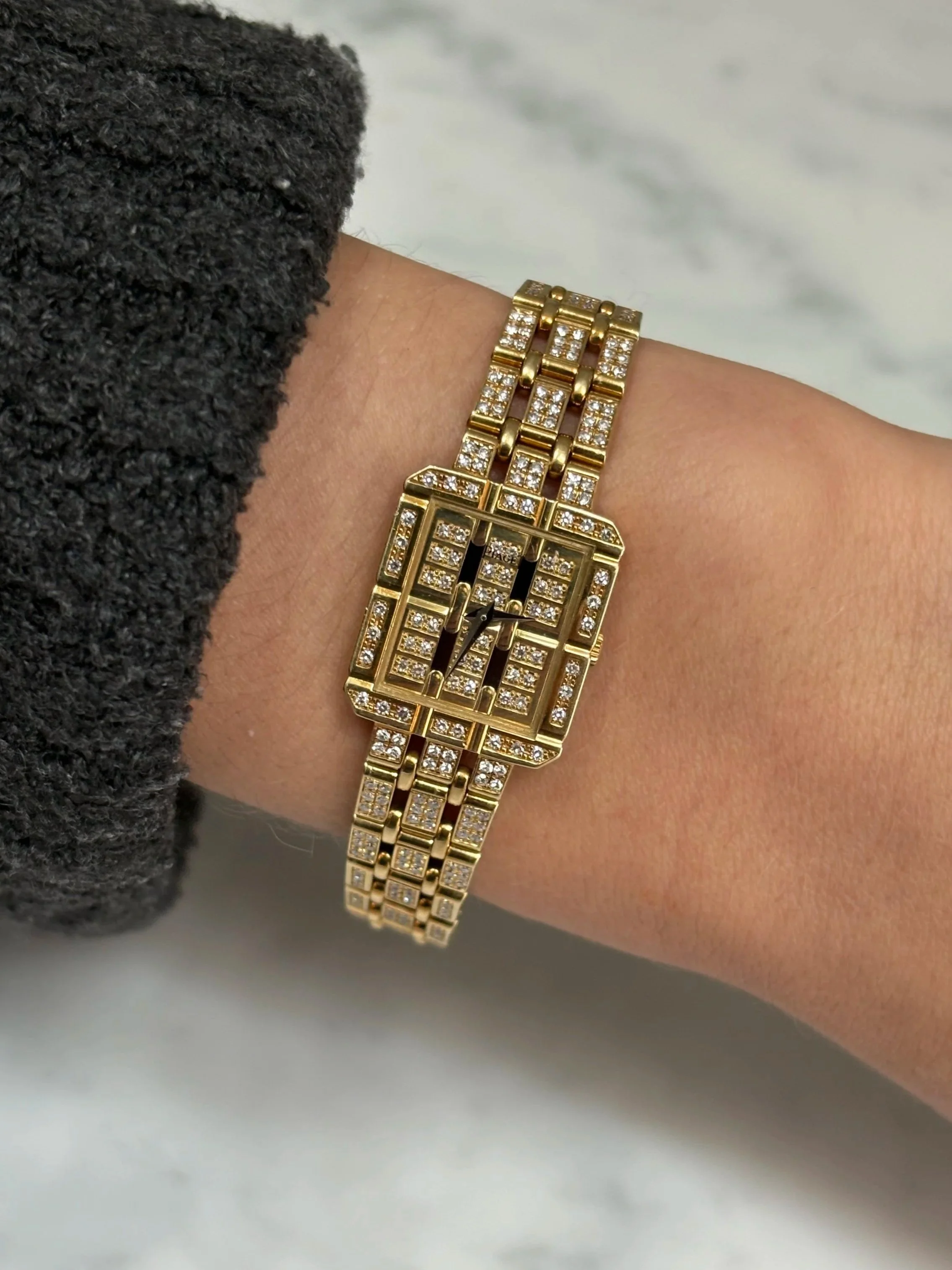 Piaget Protocol Mini Tank Yellow Gold Diamond Set Chain Mail Bracelet, Bezel & Dial ref. 83541 K515