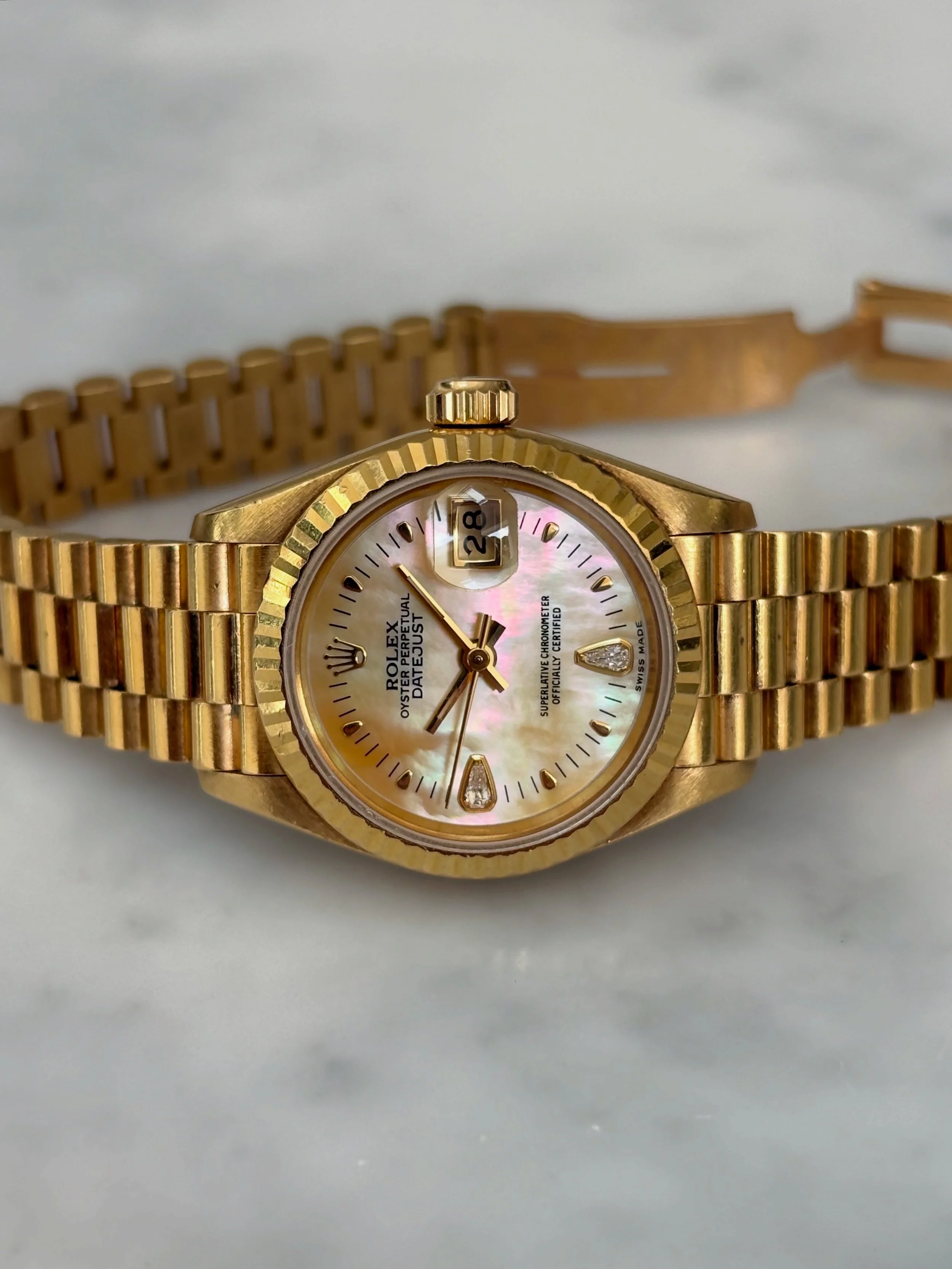 Rolex 26mm Datejust Yellow Gold Mother Of Pearl Stone Dial & 'Teardrop' Diamond 6,9 ref. 69178