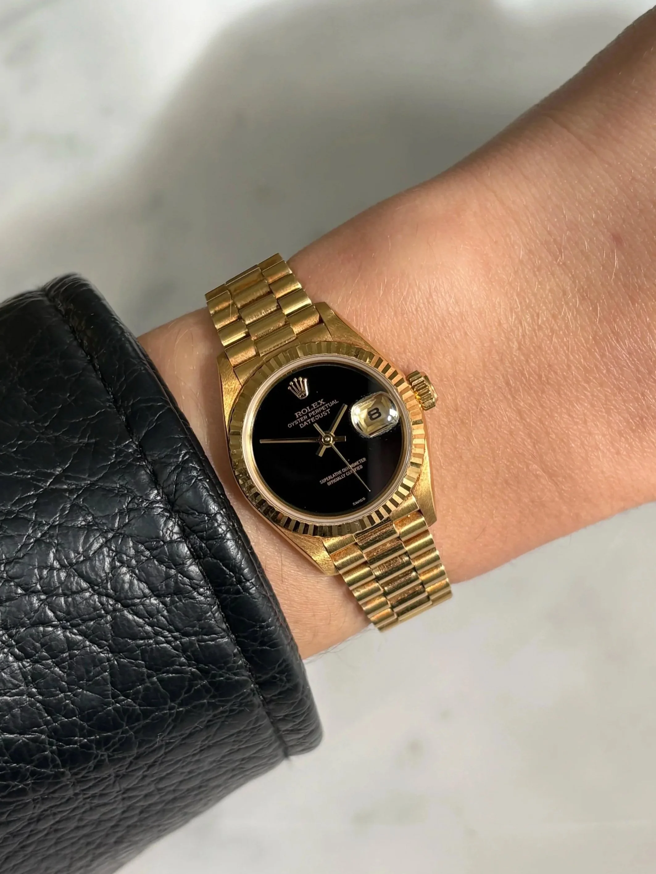 Rolex Datejust 26mm Yellow Gold Onyx Stone Dial ref. 69178