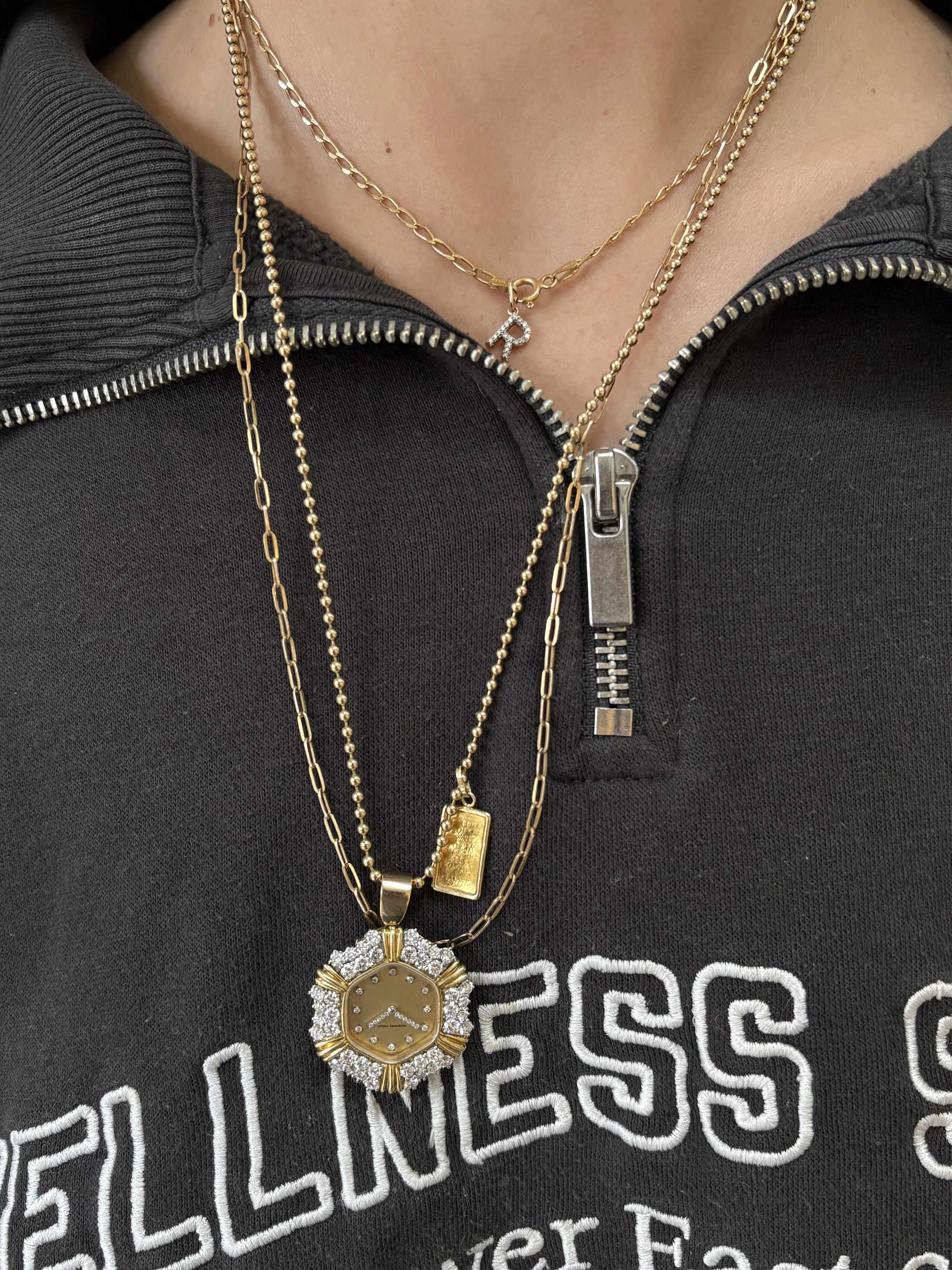 Audemars Piguet Custom Yellow Gold Watch Pendant 1.2ct Diamond bezel, Hands & Indexes
