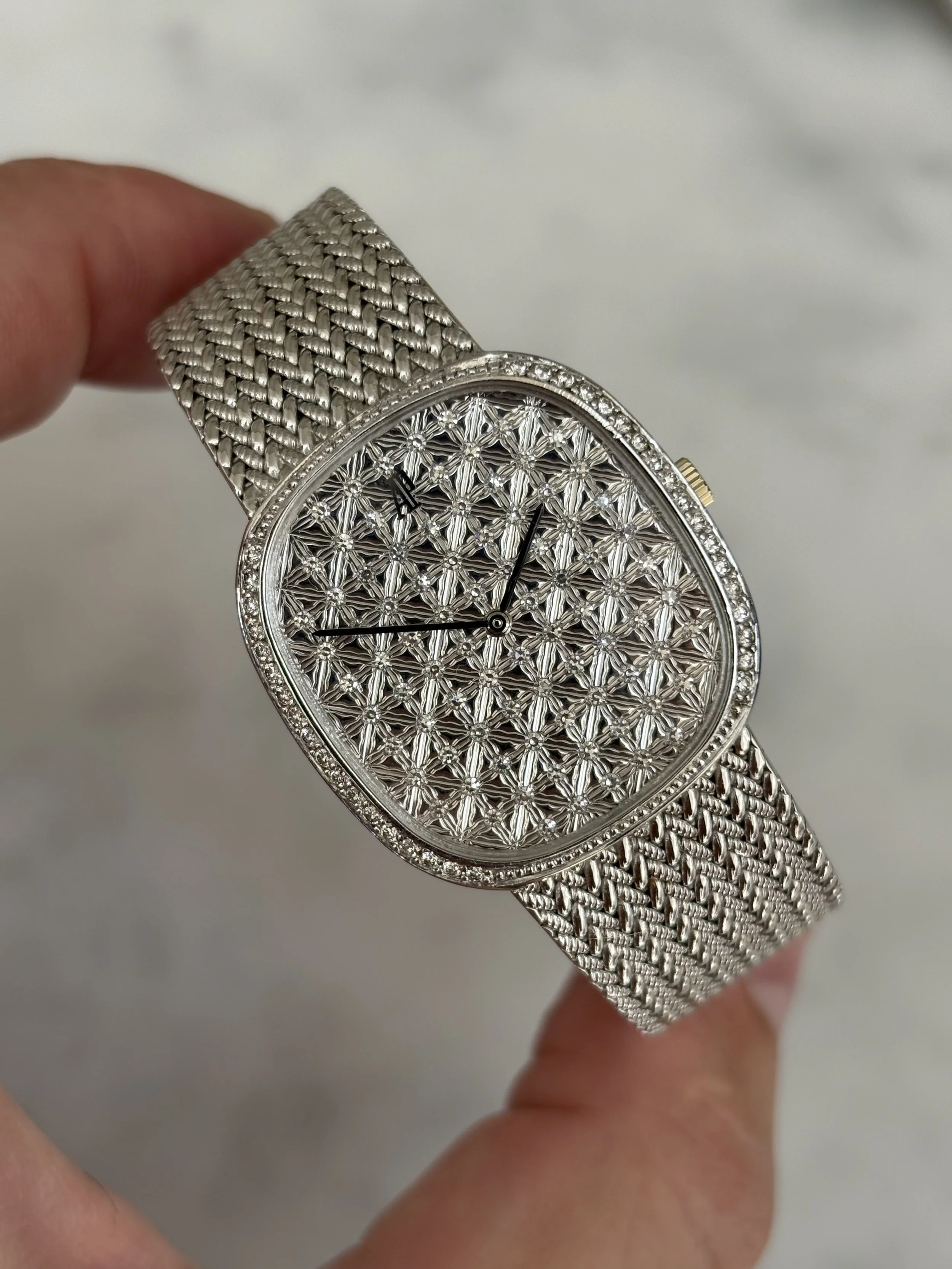 Audemars Piguet Ellipse White Gold Diamond Set Engraved Dial & Diamond Bezel