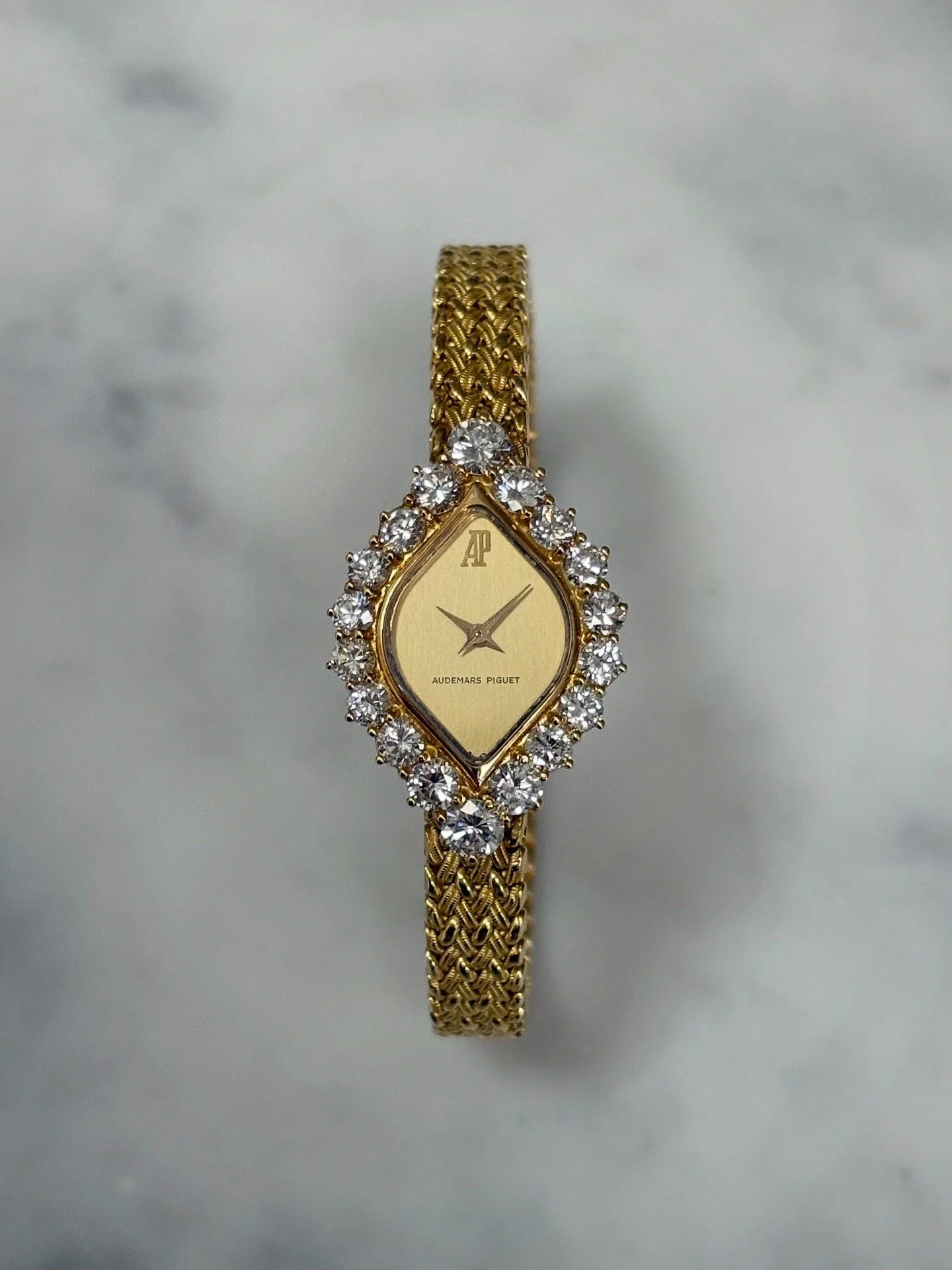 Audemars Piguet Yellow Gold Cocktail Watch Fancy 'Lips' Case & 2.5ct Diamond Bezel