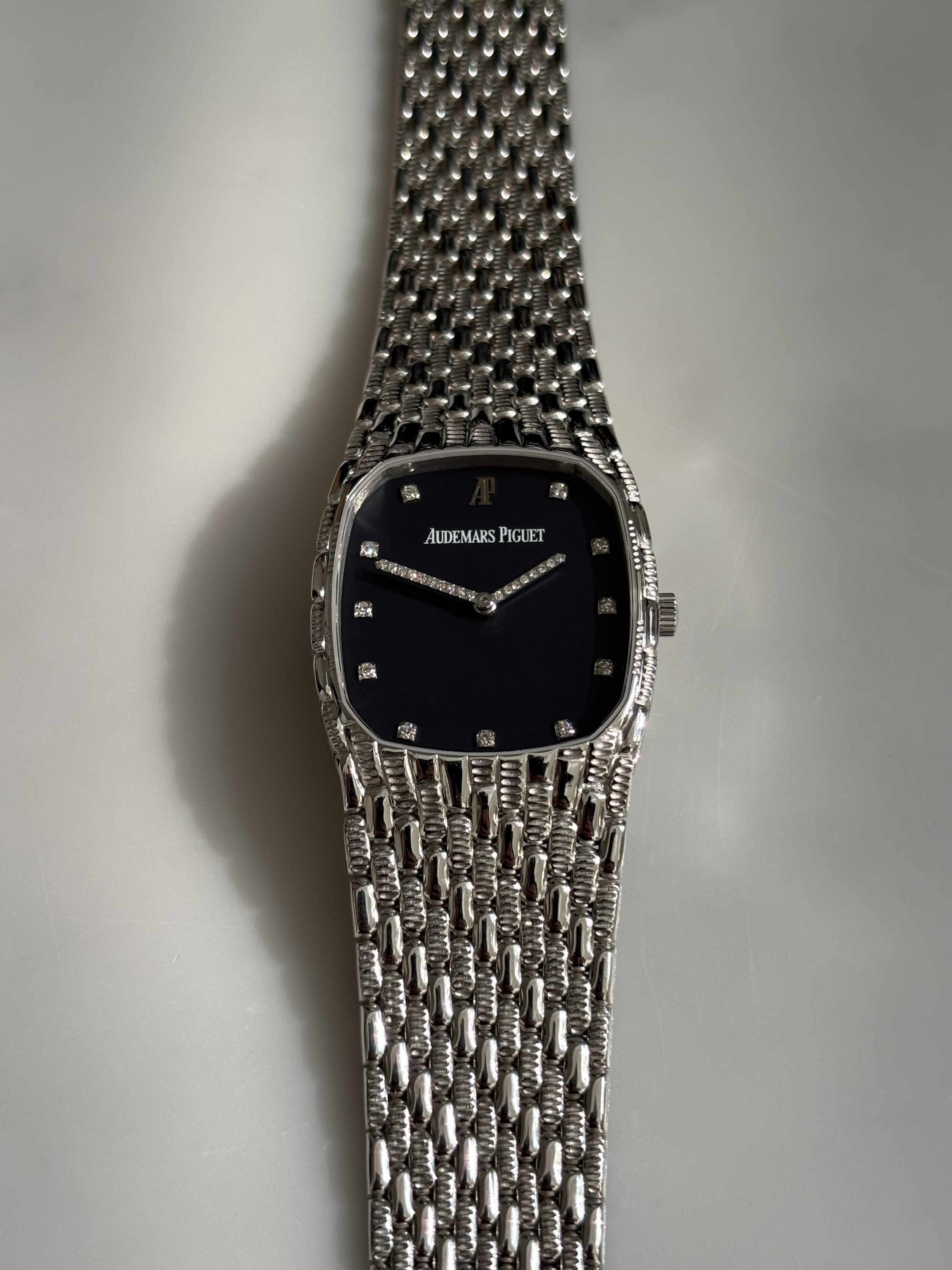 Audemars Piguet Cobra White Gold Navy Dial, Diamond Hands & Indexes ref. 14975 BC w/ Original Paper & Hang Tag