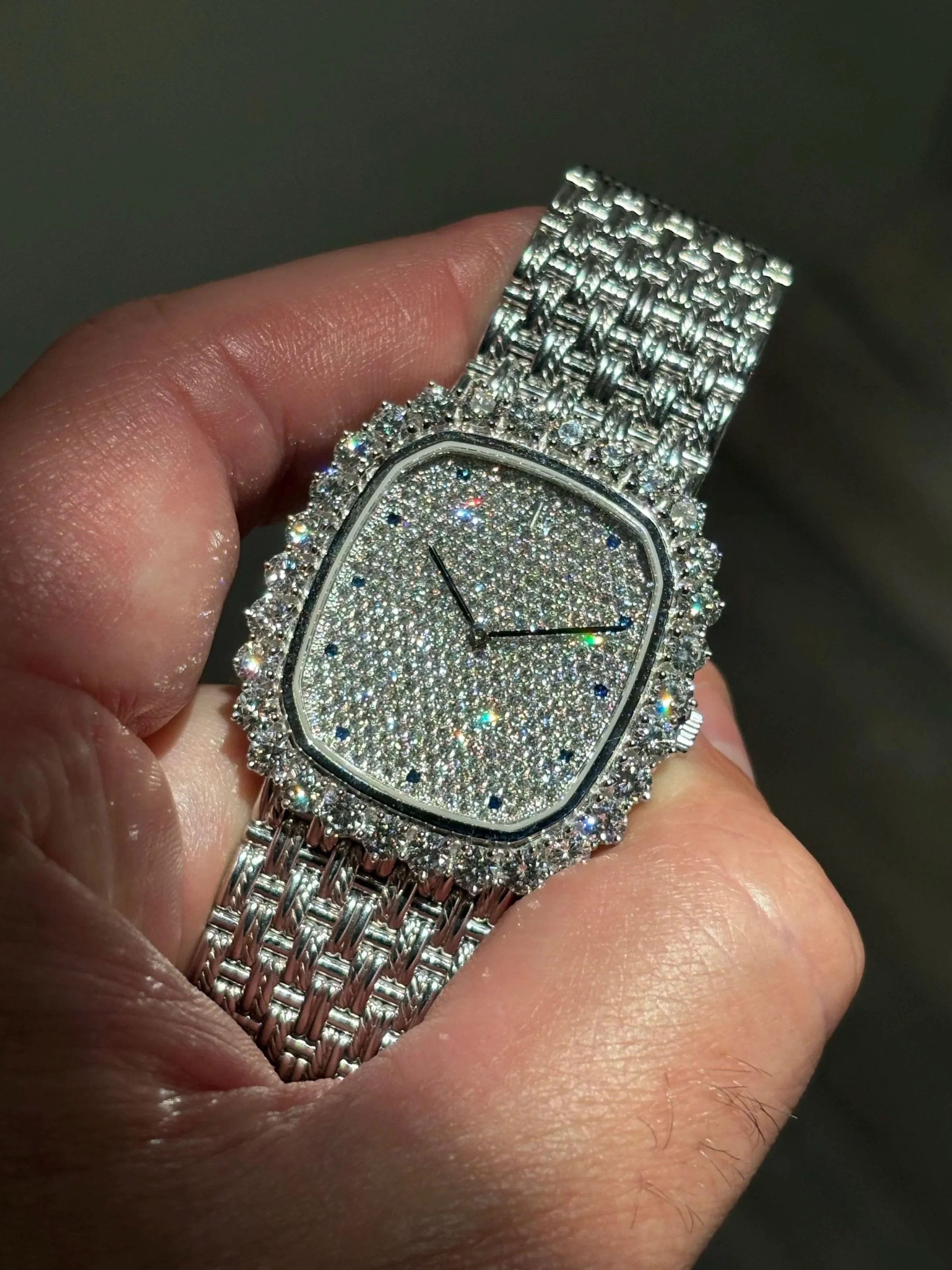 Audemars Piguet Ellipse White Gold Pave Diamond Dial, Sapphire Indexes & 4ct Diamond Bezel ref. 14721 BC