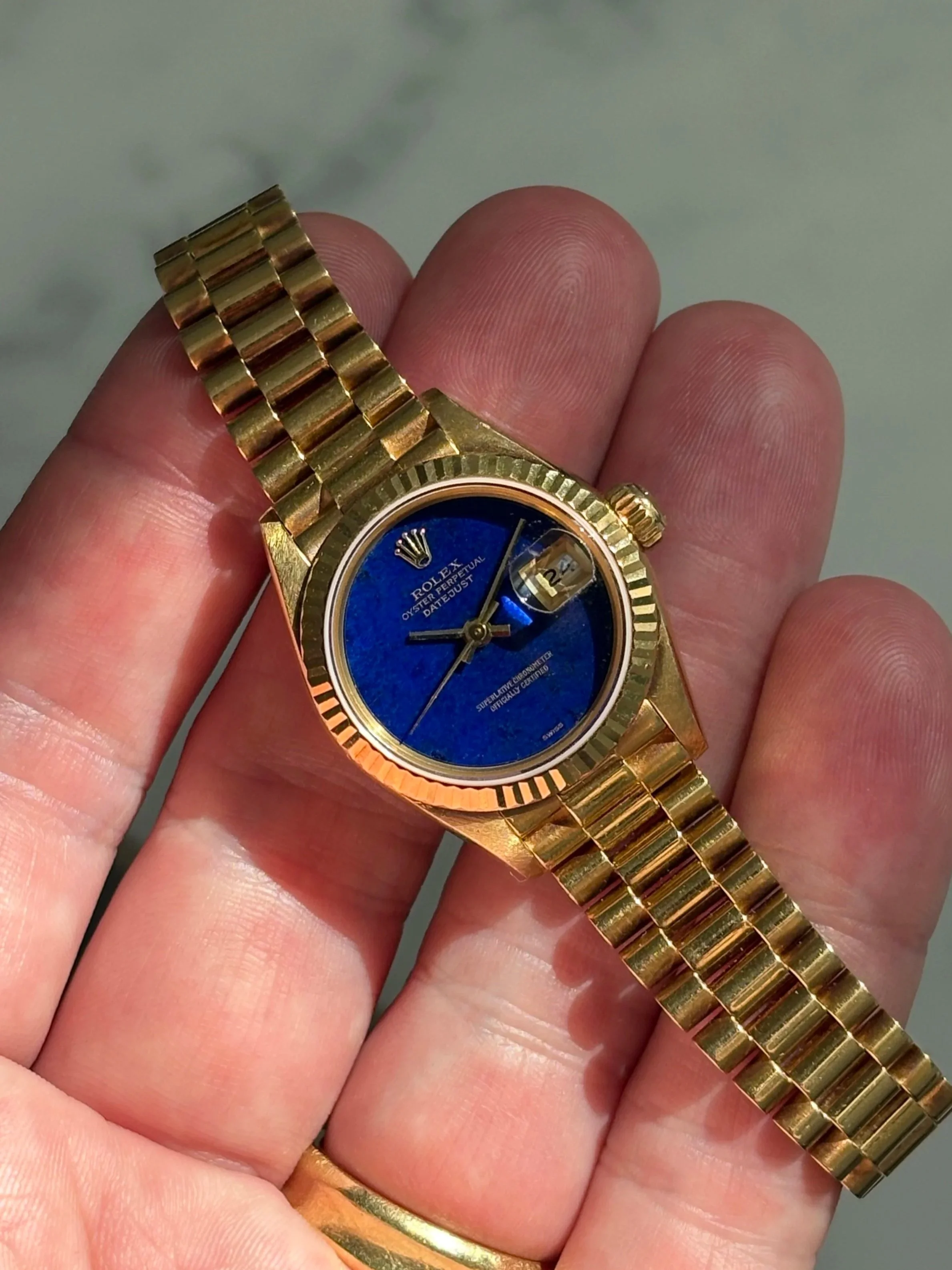 Rolex 26mm Datejust Yellow Gold Lapis Lazuli Stone Dial ref. 69178
