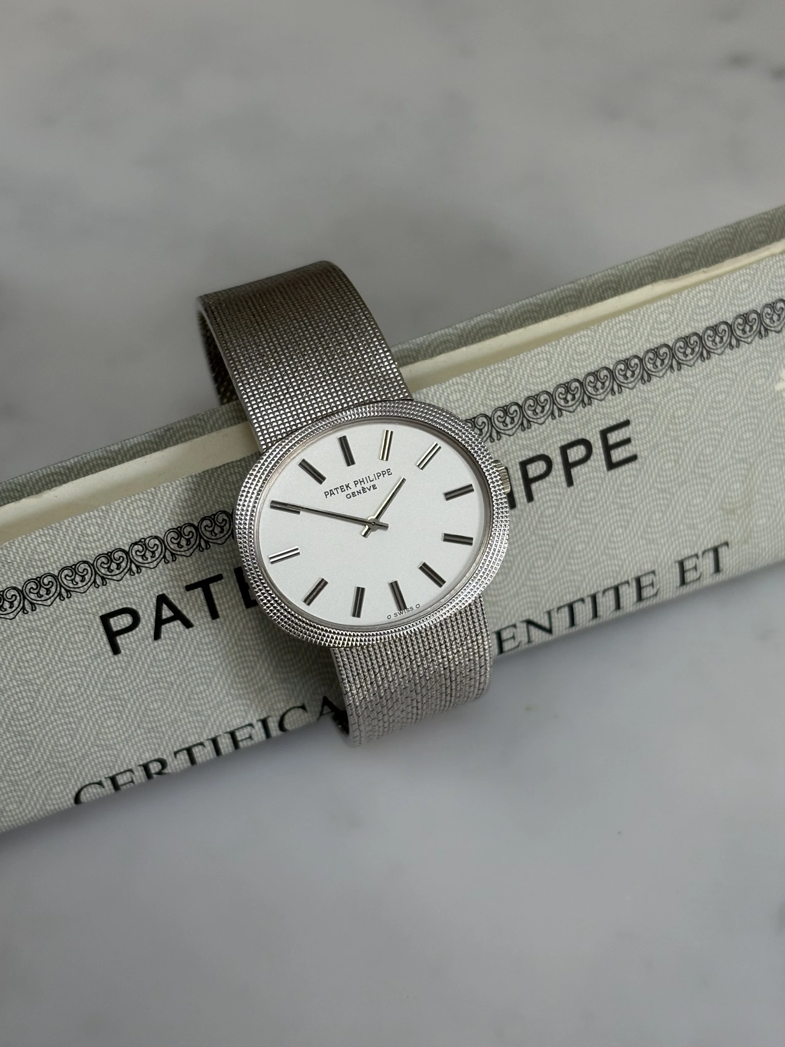 Patek Philippe Ellipse White Gold Mesh Bracelet ref. 3781/001 w/ Original Papers