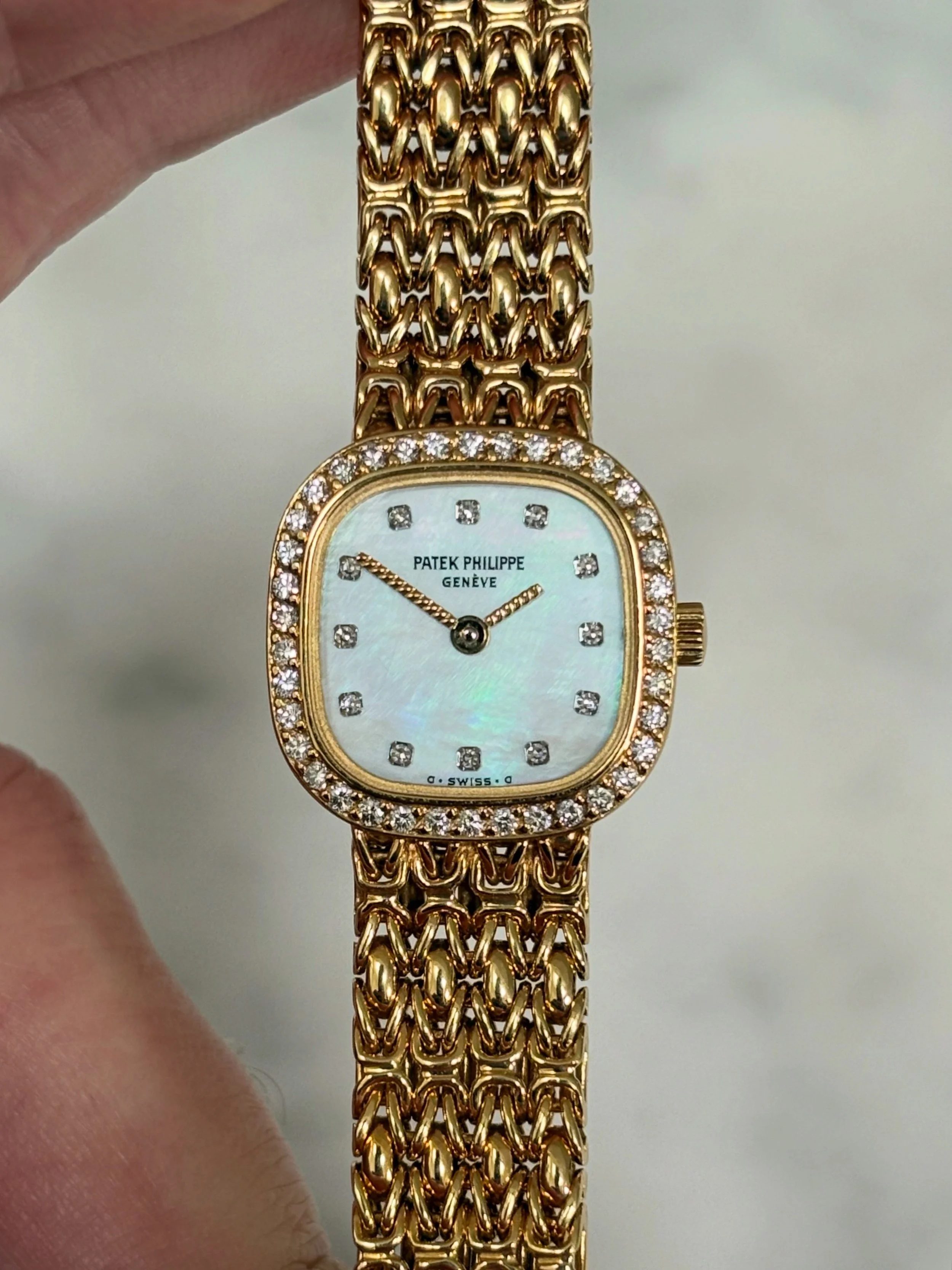 Patek Philippe Cocktail Watch Yellow Gold Mother Of Pearl Dial, Diamond Indexes & Bezel ref. 4712/1