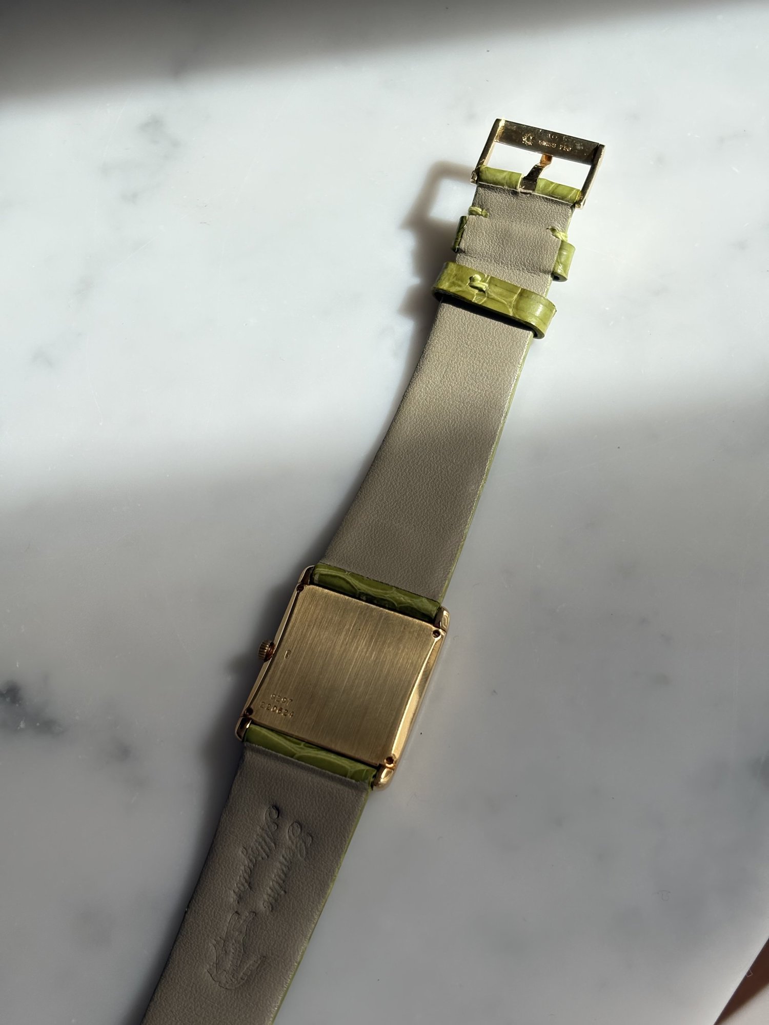 Piaget Tank Yellow Gold Lapis & Jade Stone Dial ref. 9297 — Doble