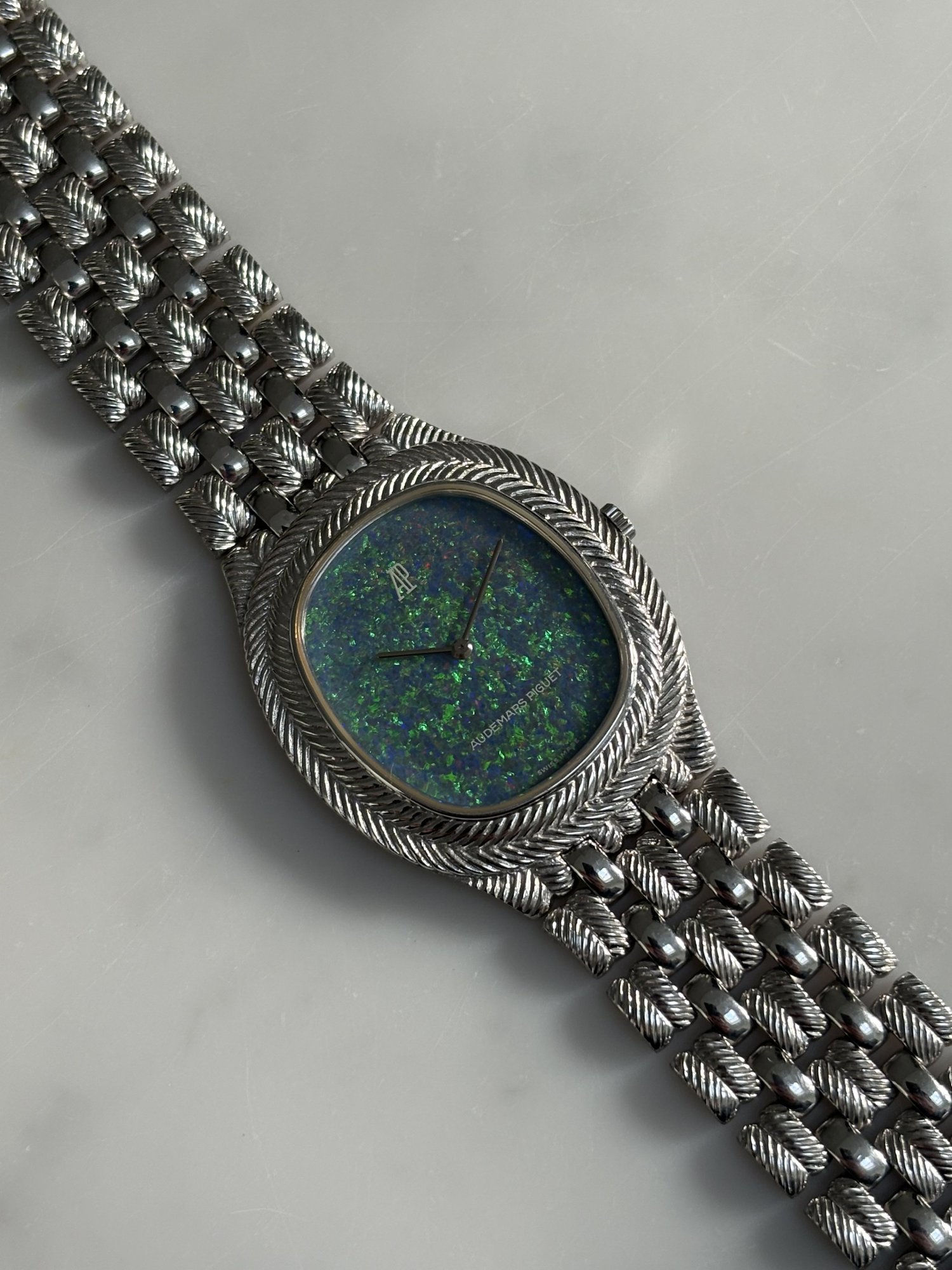 Audemars Piguet White Gold Feather Opal Stone Dial ref. 56455 BC