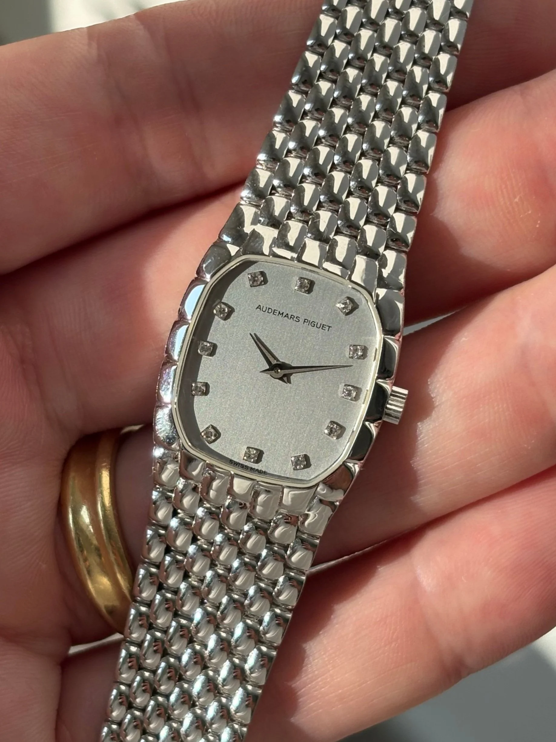 Audemars Piguet Mini Cobra White Gold 'Corn' Bracelet, Silver Dial & Diamond Indexes