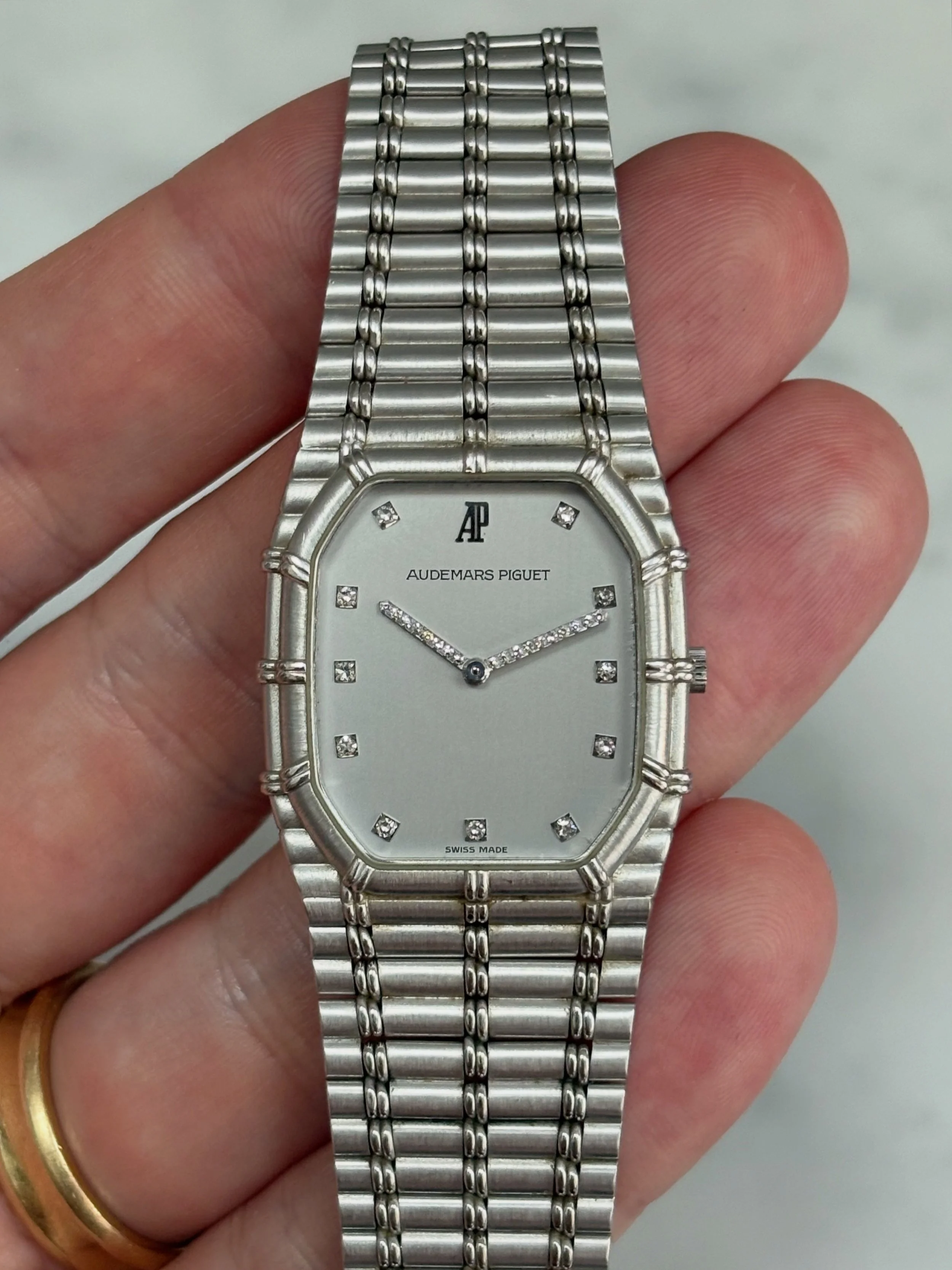 Audemars Piguet Bamboo White Gold Diamond Indexes & Hands ref. 14628 BC