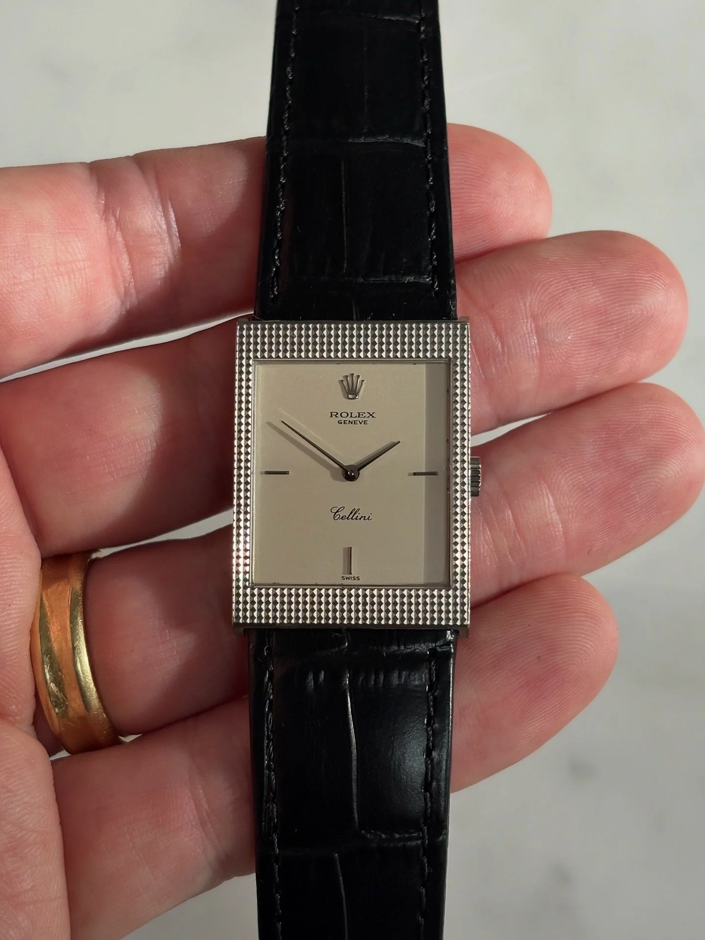 Rolex Cellini Tank White Gold Hobnail Finish Case ref. 4127