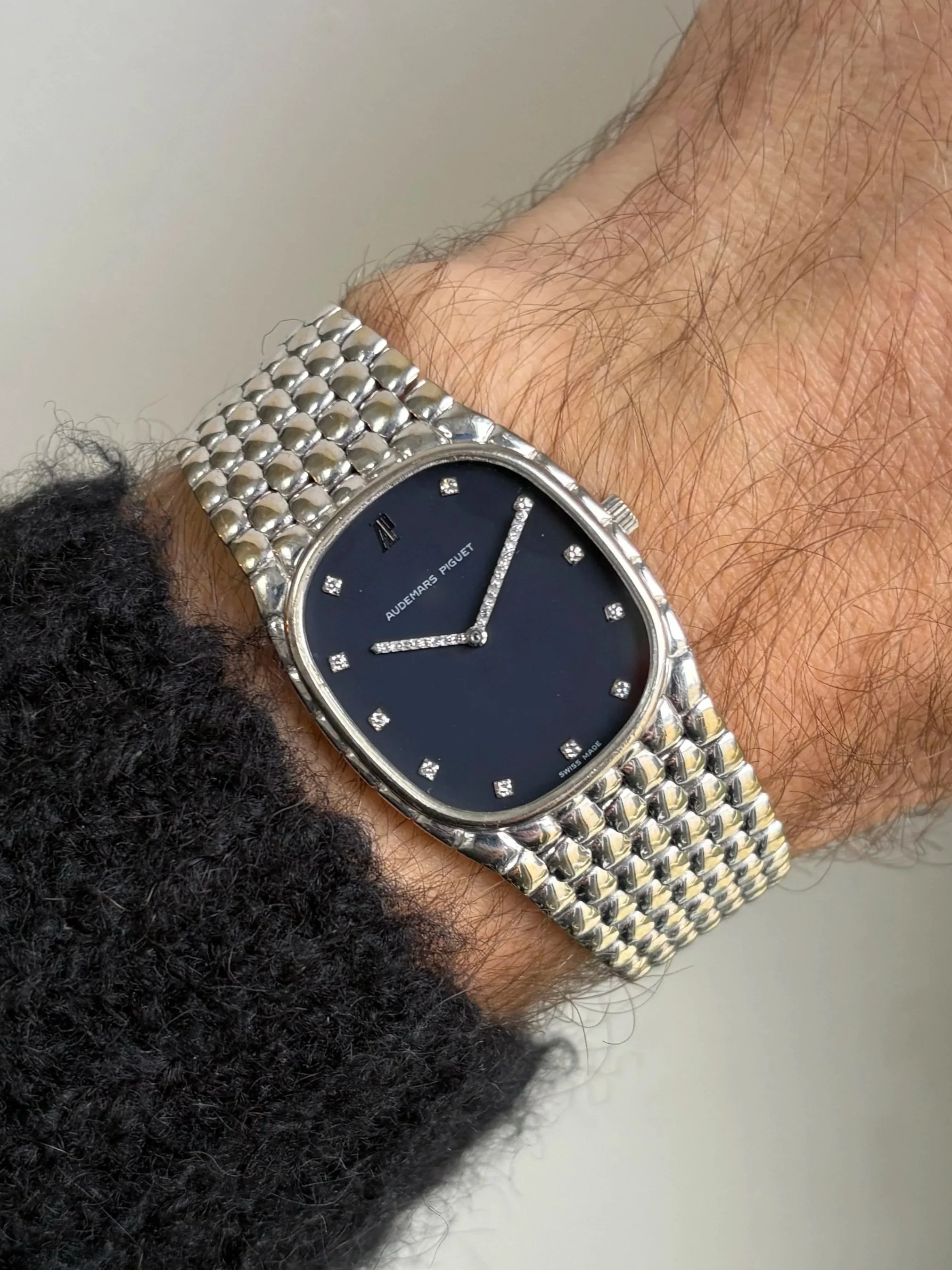 Audemars Piguet White Gold 'Corn' Bracelet, Navy Dial, Diamond Indexes & Hands