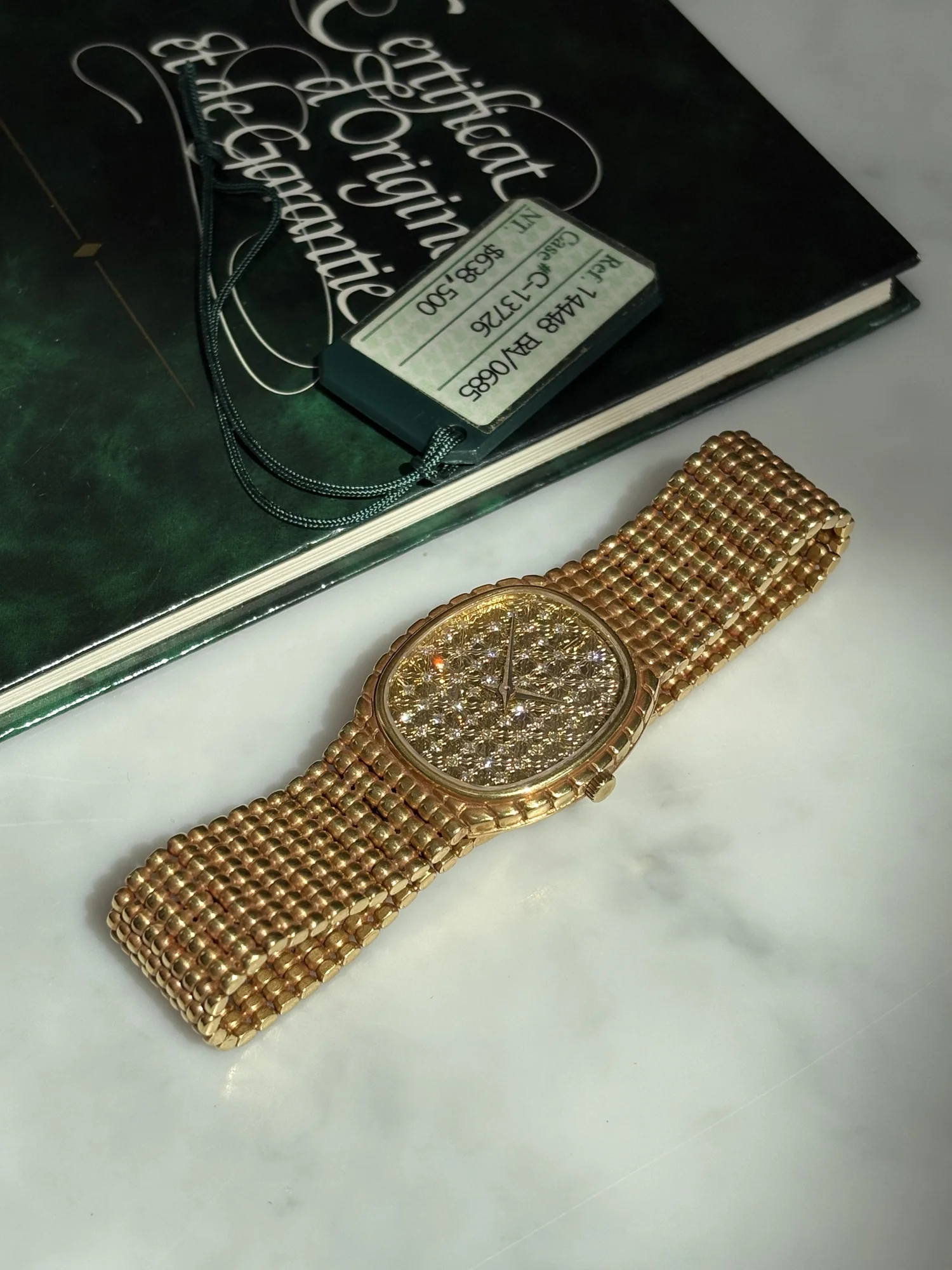 Audemars Piguet Yellow Gold Diamond Crosshatch Dial ref. 14448 w