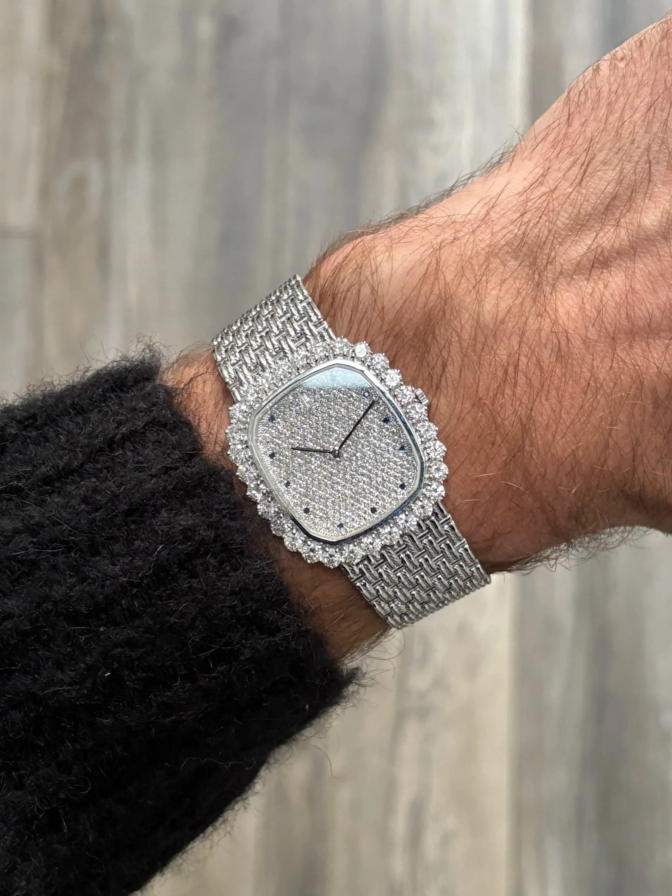 Audemars Piguet Ellipse White Gold Pave Diamond Dial, Sapphire Indexes & 4ct Diamond Bezel ref. 14721 BC