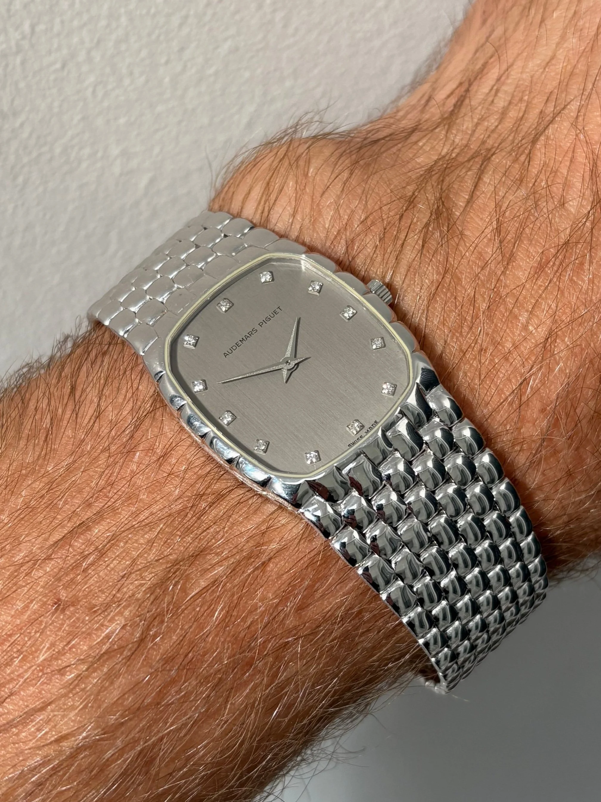Audemars Piguet Cobra White Gold Corn Bracelet, Silver Dial & Diamond Indexes