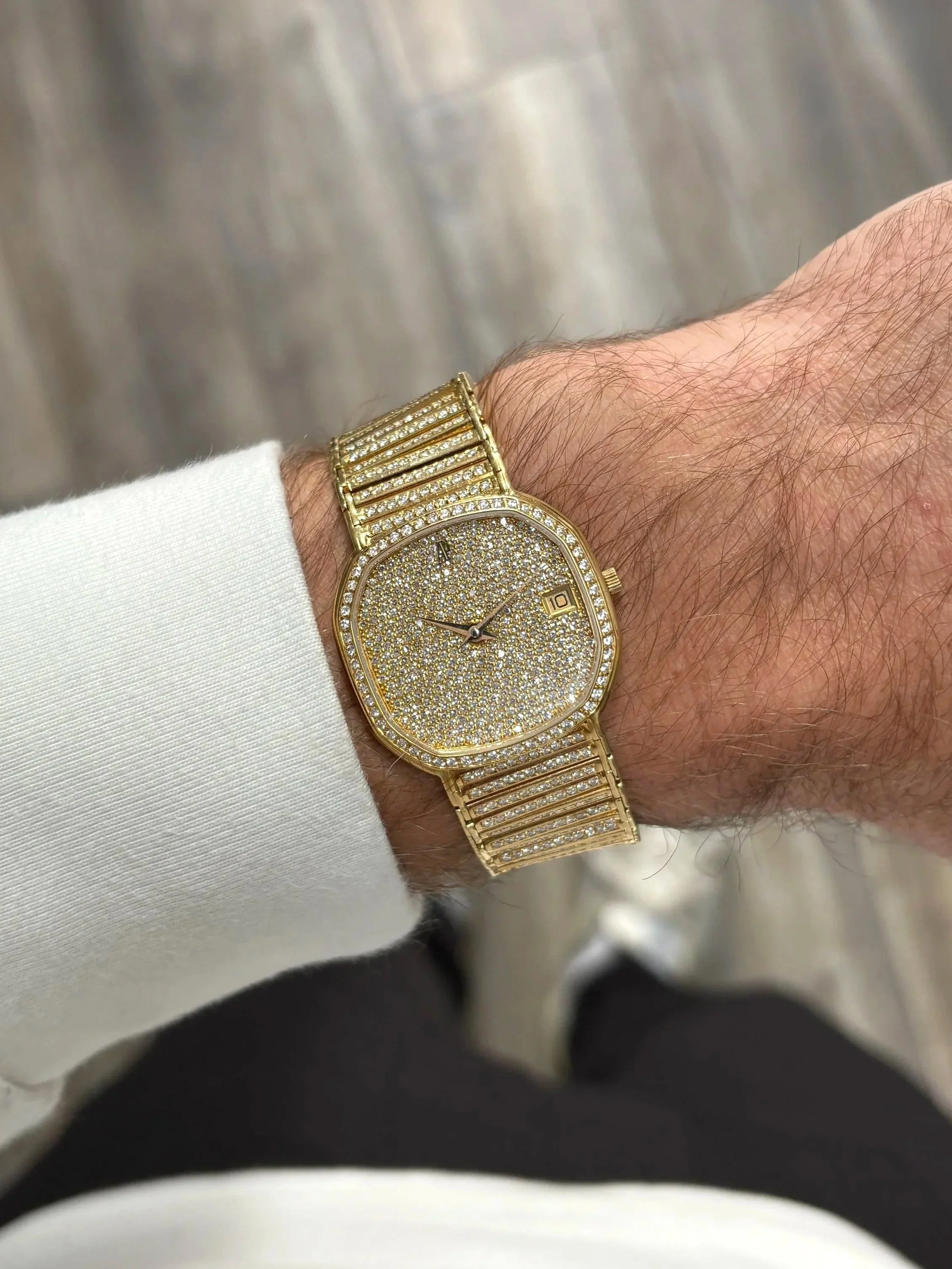 Audemars Piguet Octagon 'Disco Ball' Yellow Gold Full Diamond Set Dial, Bezel & Bracelet ref. 56091/639 BA w/ Box, Papers & AP Document