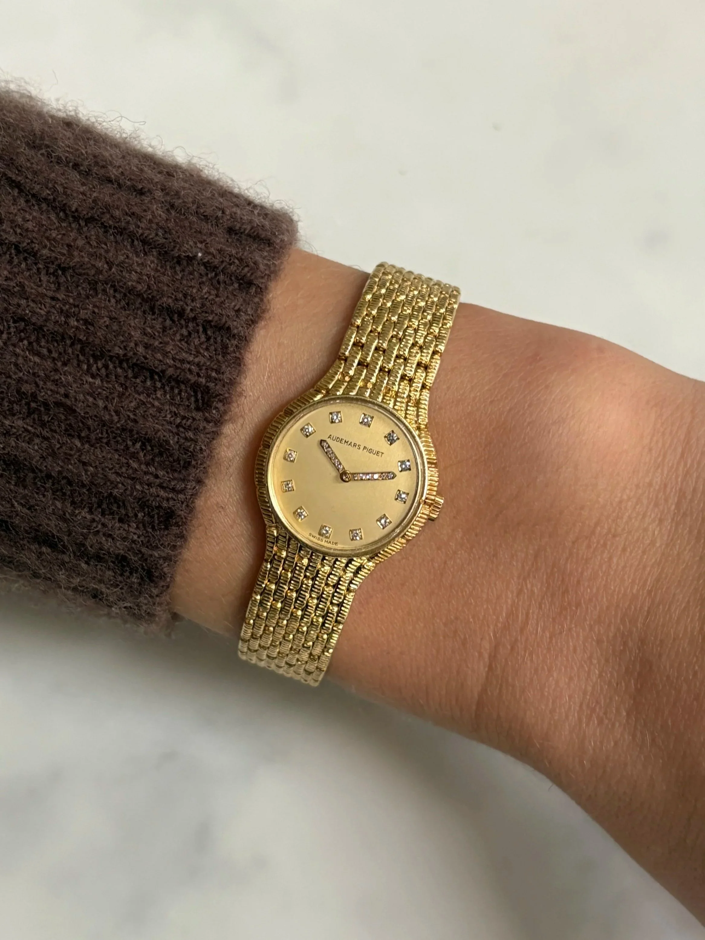 Audemars Piguet Mini Round Cobra Yellow Gold Champagne Dial, Diamond Hands & Indexes