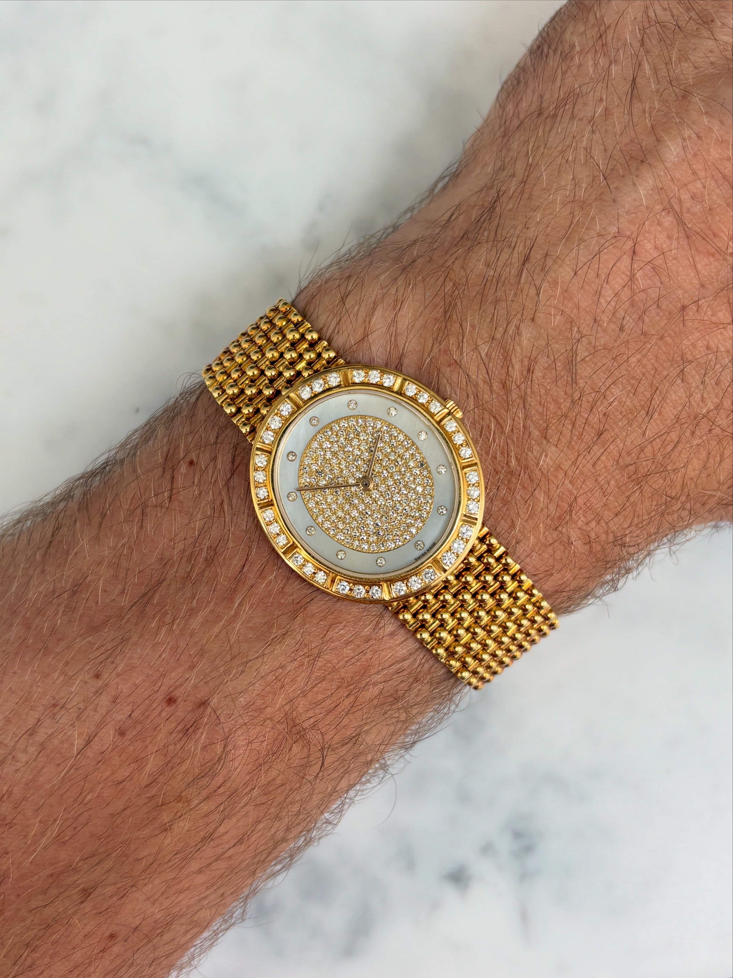 Audemars Piguet Ellipse Yellow Gold Mother Of Pearl Pavé Diamond Dial & Diamond Bezel ref. 4497/664 BA w/ Hang Tag