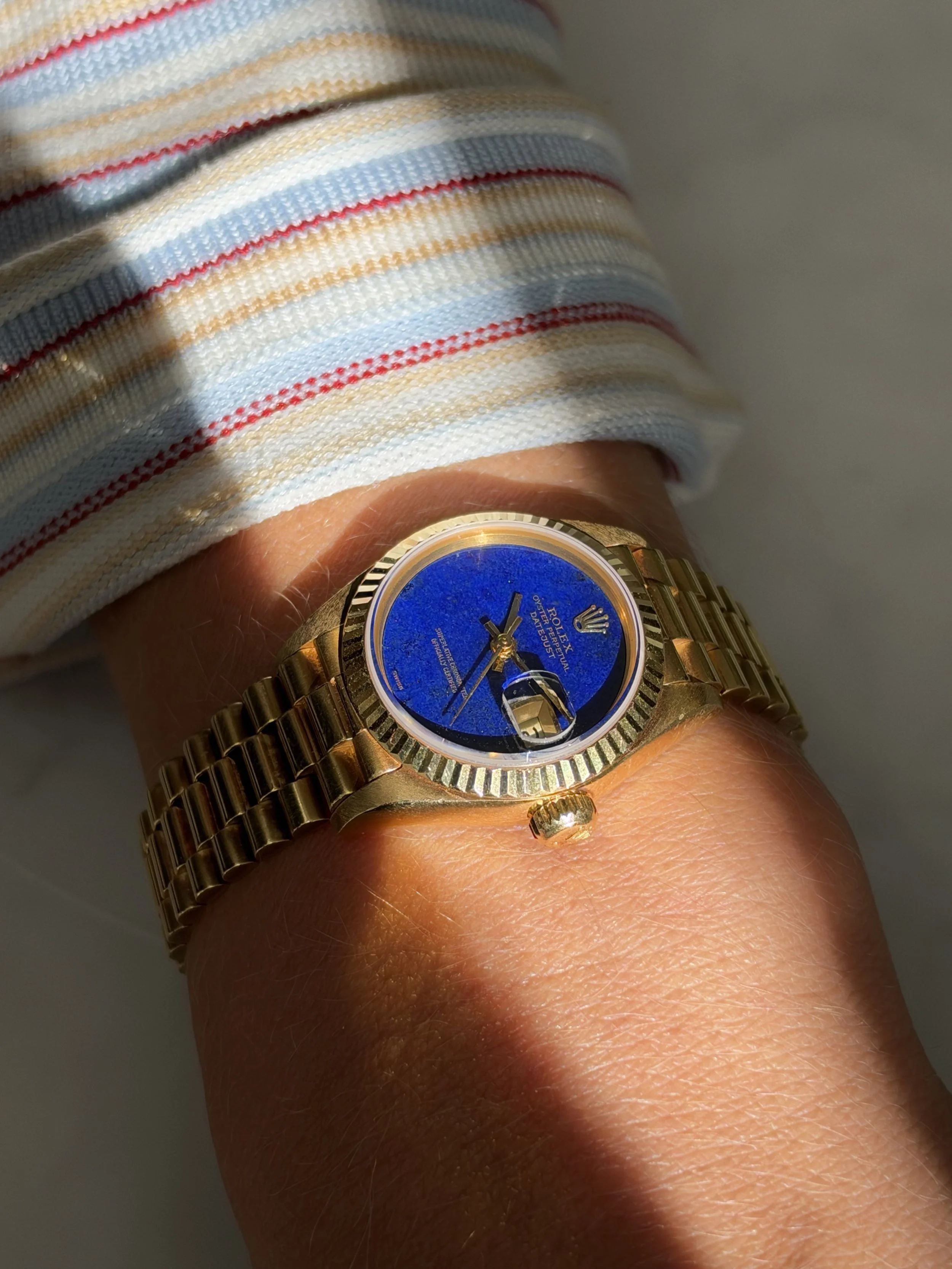 Rolex 26mm Datejust Yellow Gold Lapis Lazuli Stone Dial ref. 69178