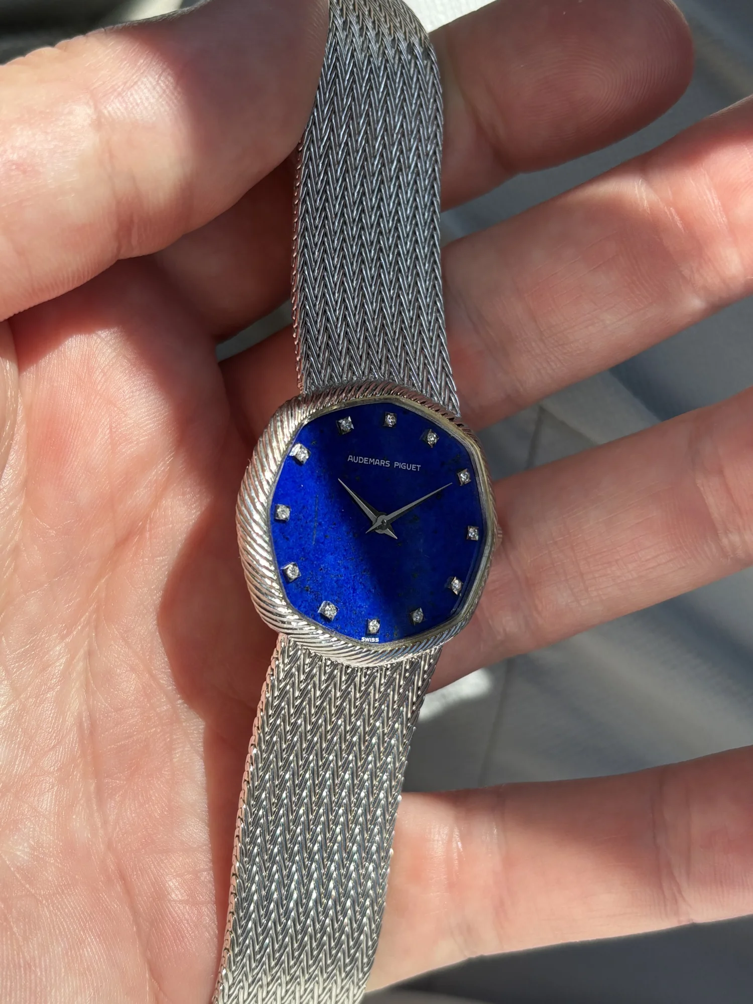 Montre Bracelet Audemars Piguet Barrel Cadran Lapis Lazuli - Pièce Rare Vintage - Occasion