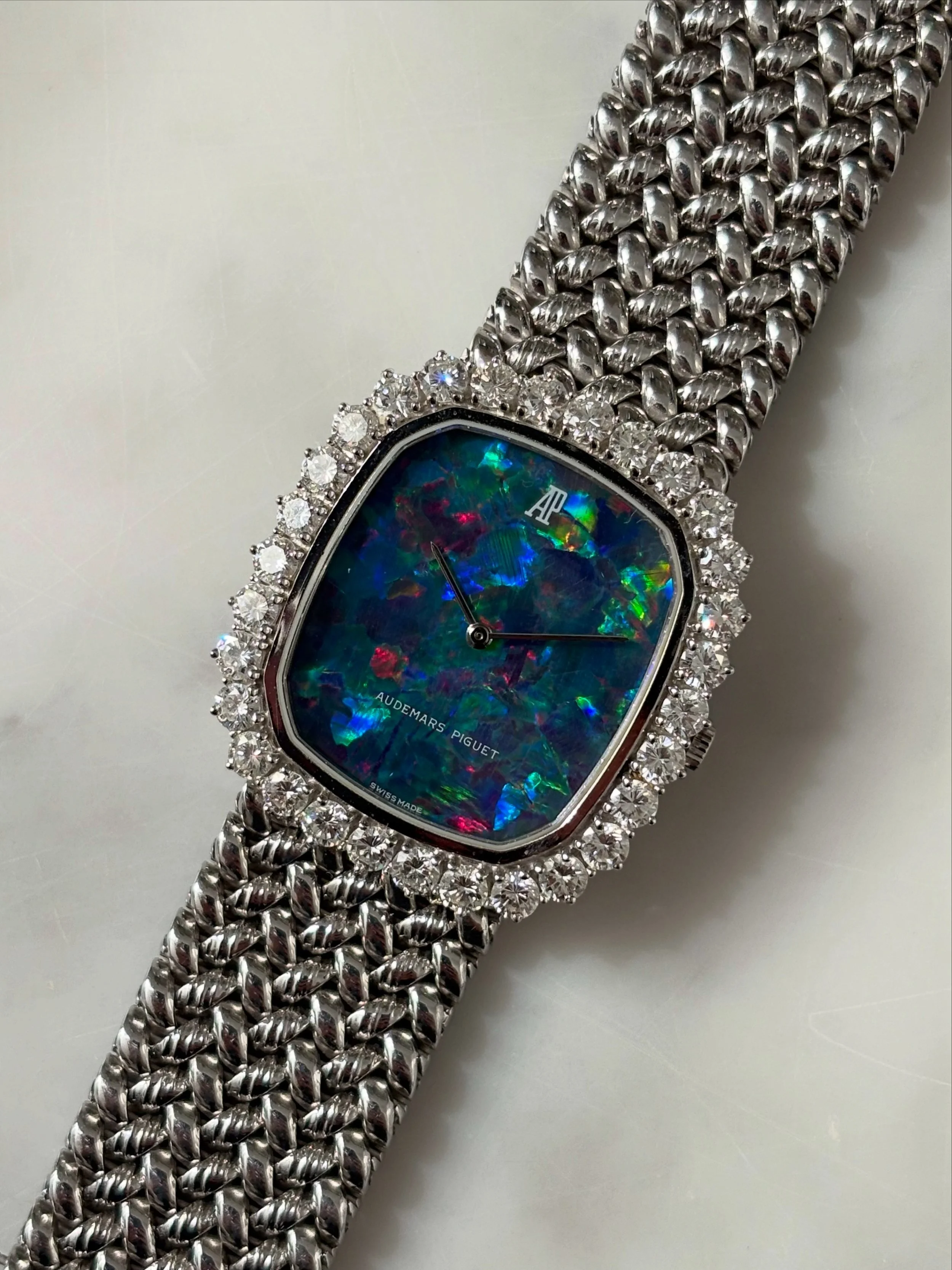 Audemars Piguet Ellipse White Gold Black Opal Dial & 4ct Diamond Bezel ref. 14721 BC