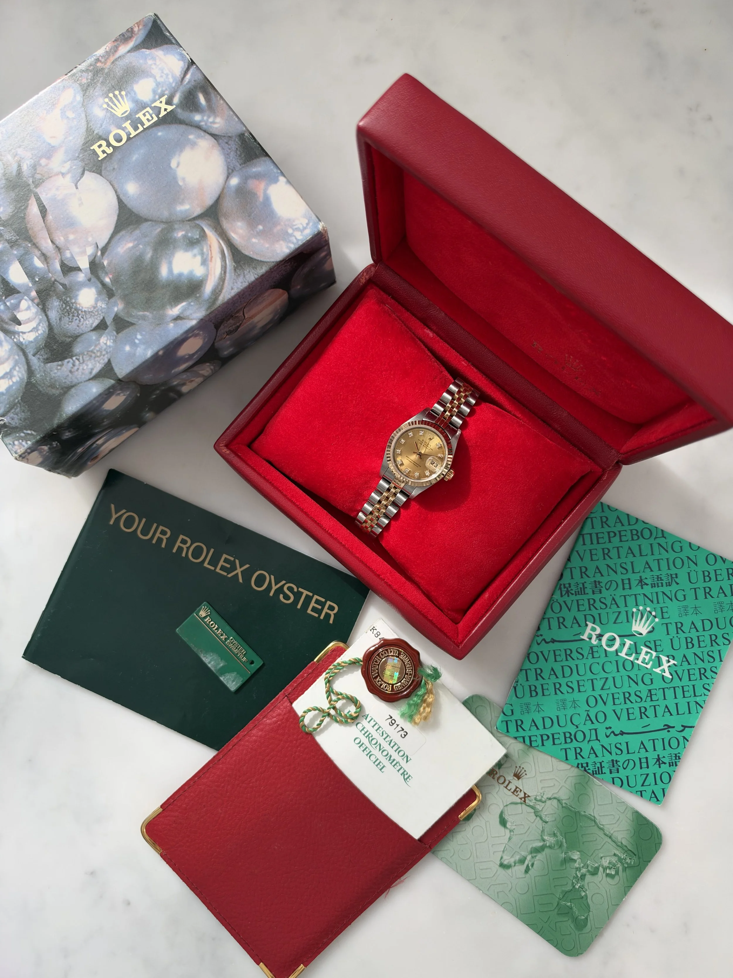 Rolex 26mm Datejust Steel & Yellow Gold Champagne Diamond Index Dial ref. 79173