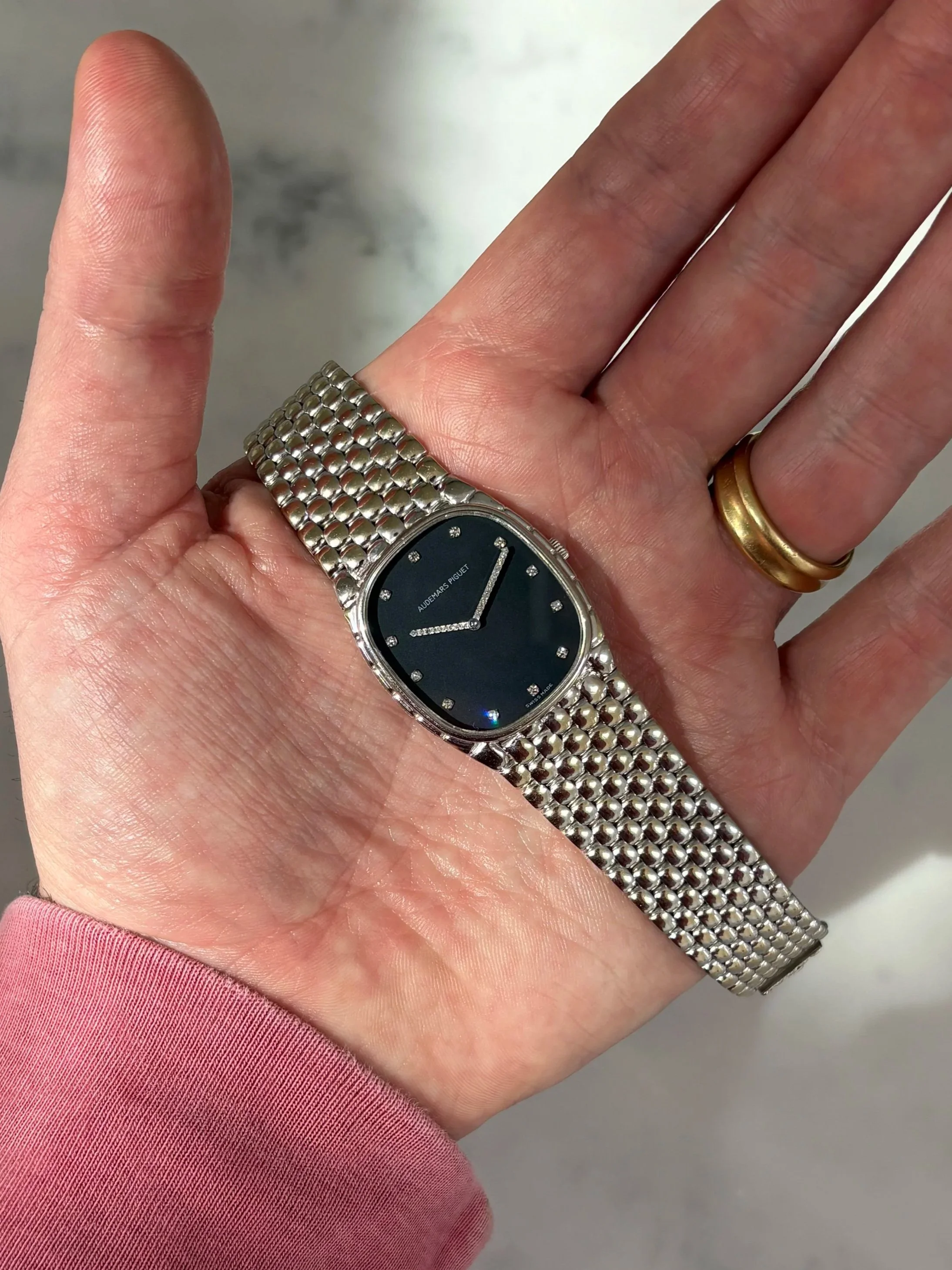 Audemars Piguet White Gold 'Corn' Bracelet, Navy Dial, Diamond Indexes & Hands