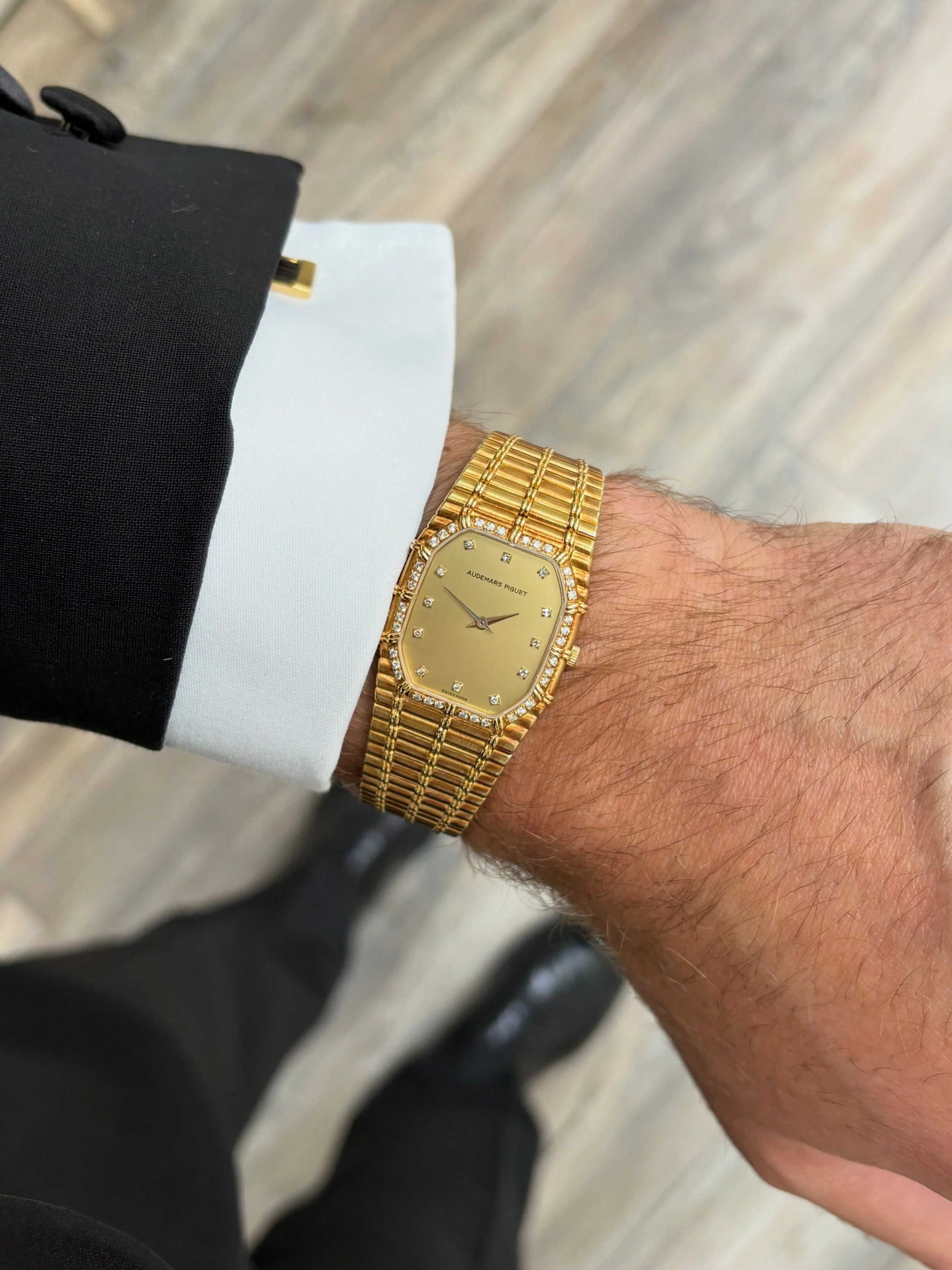 Audemars Piguet Bamboo Yellow Gold Diamond Bezel & Indexes ref. 4686 614 BA w/ Original Papers