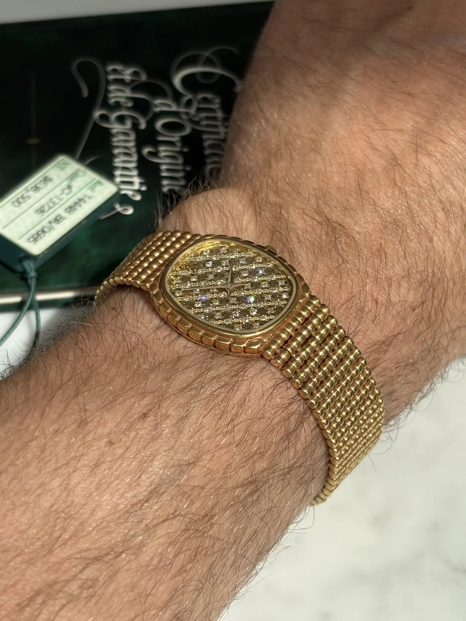Audemars Piguet Yellow Gold Diamond Crosshatch Dial ref. 14448 w