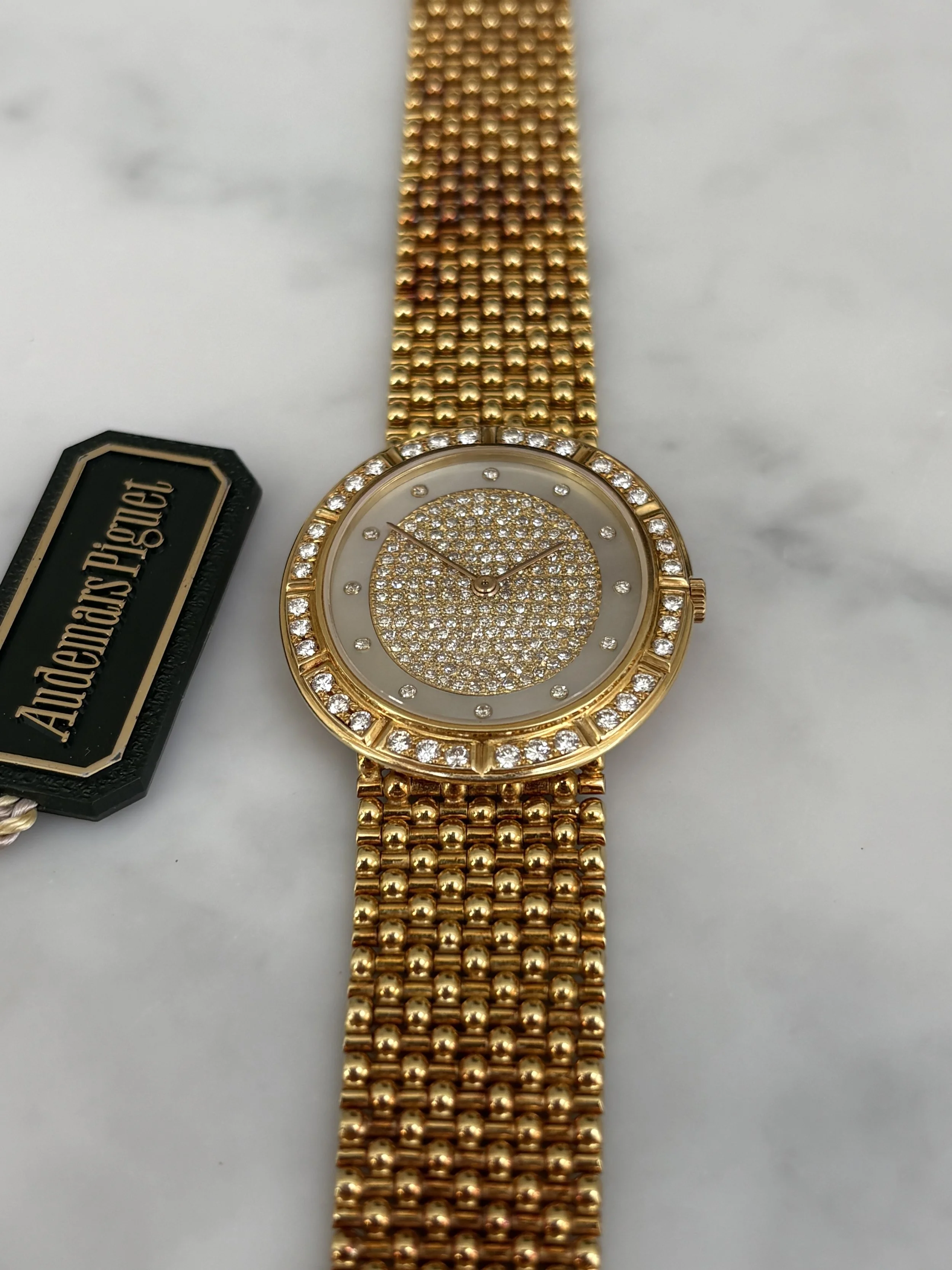 Audemars Piguet Ellipse Yellow Gold Diamond Bezel, Mother Of Pearl & Pavé Diamond Set Dial ref. 14497 BA