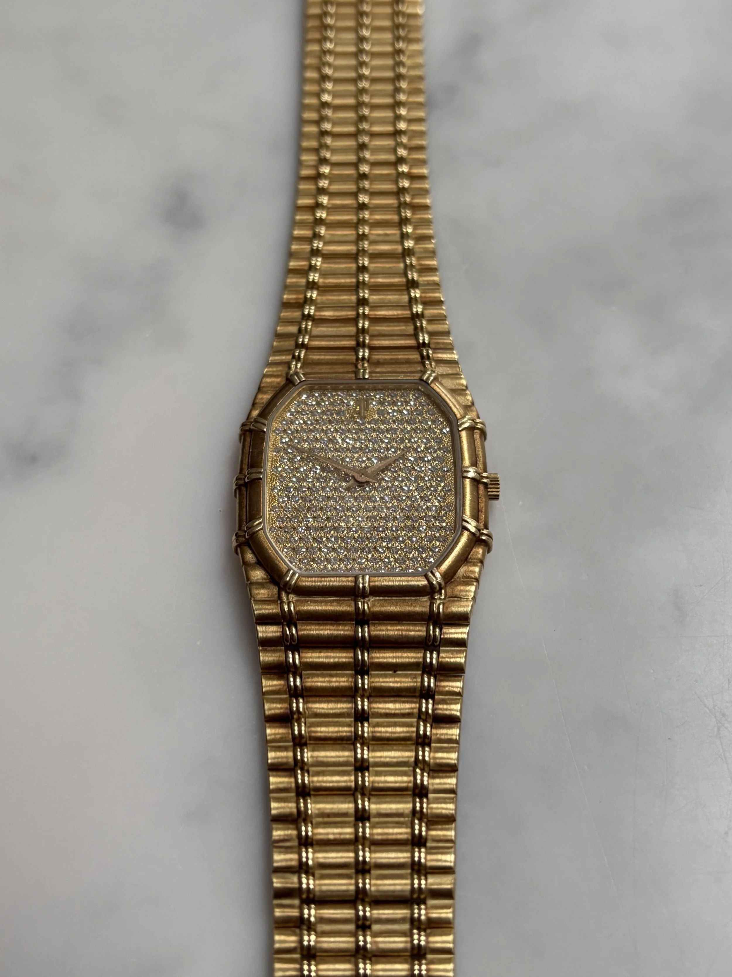 Audemars Piguet Bamboo Yellow Gold Pave Diamond Dial ref. 56206.614 w/ Box & Paper