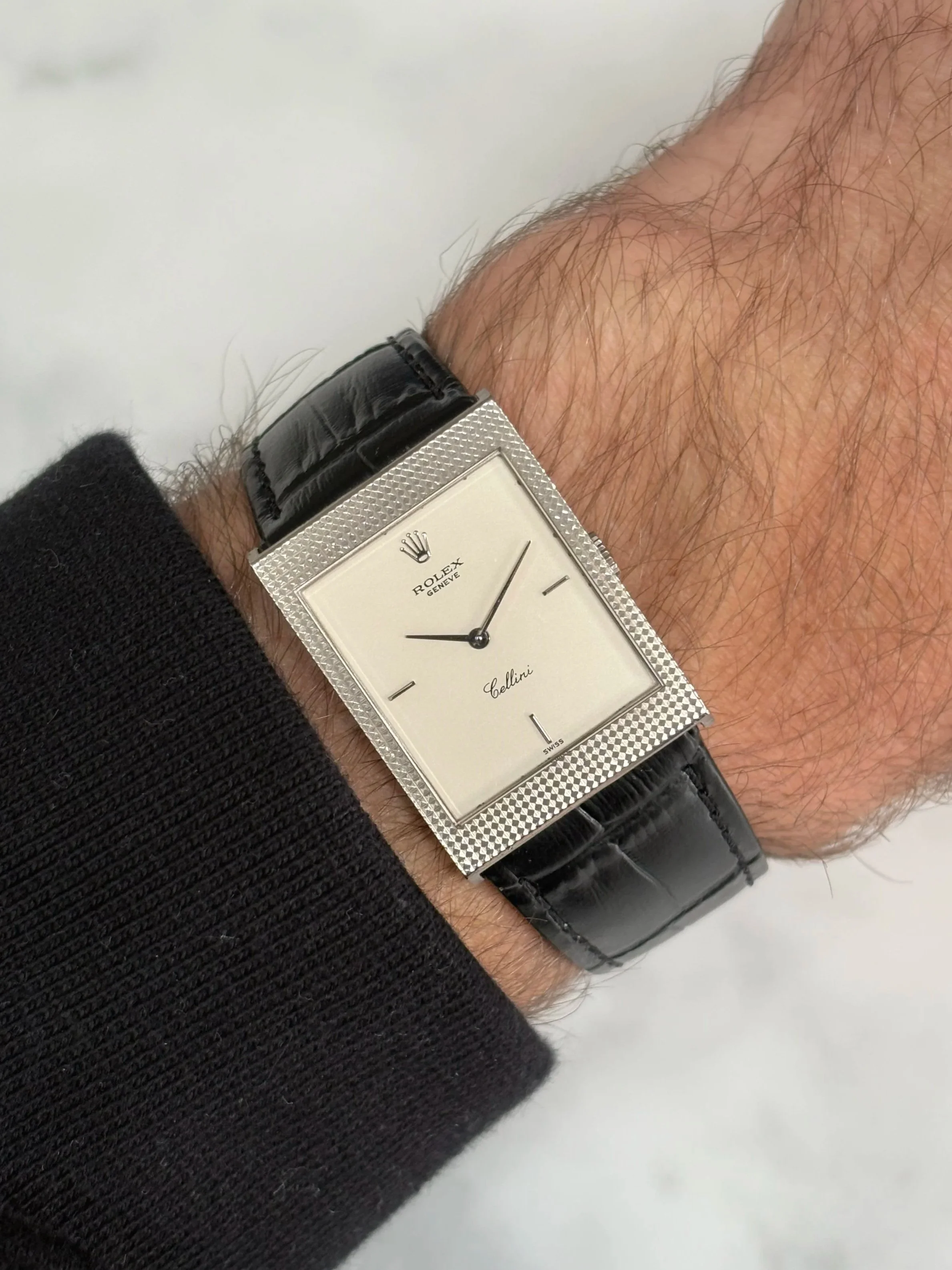 Rolex Cellini Tank White Gold Hobnail Finish Case ref. 4127