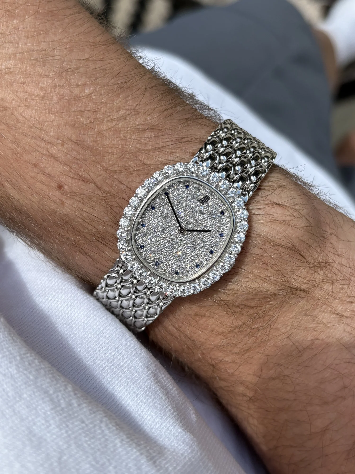 Audemars Piguet Ellipse White Gold 3ct Diamond Bezel & Pave Set