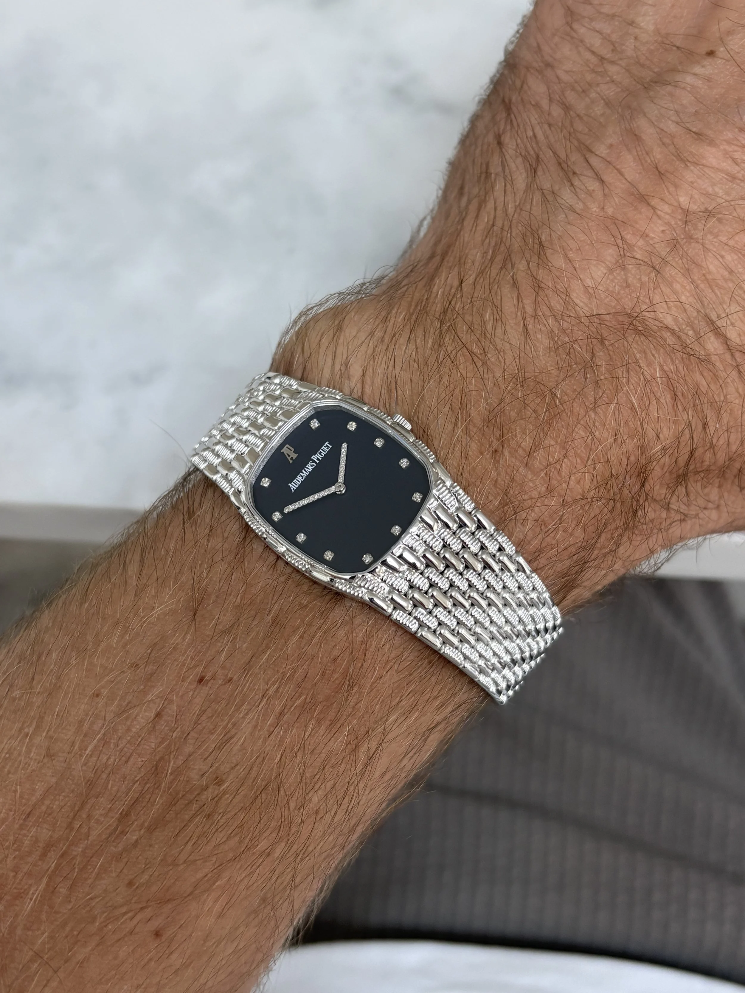 Audemars Piguet Cobra White Gold Navy Dial, Diamond Hands & Indexes ref. 14975 BC w/ Original Paper & Hang Tag