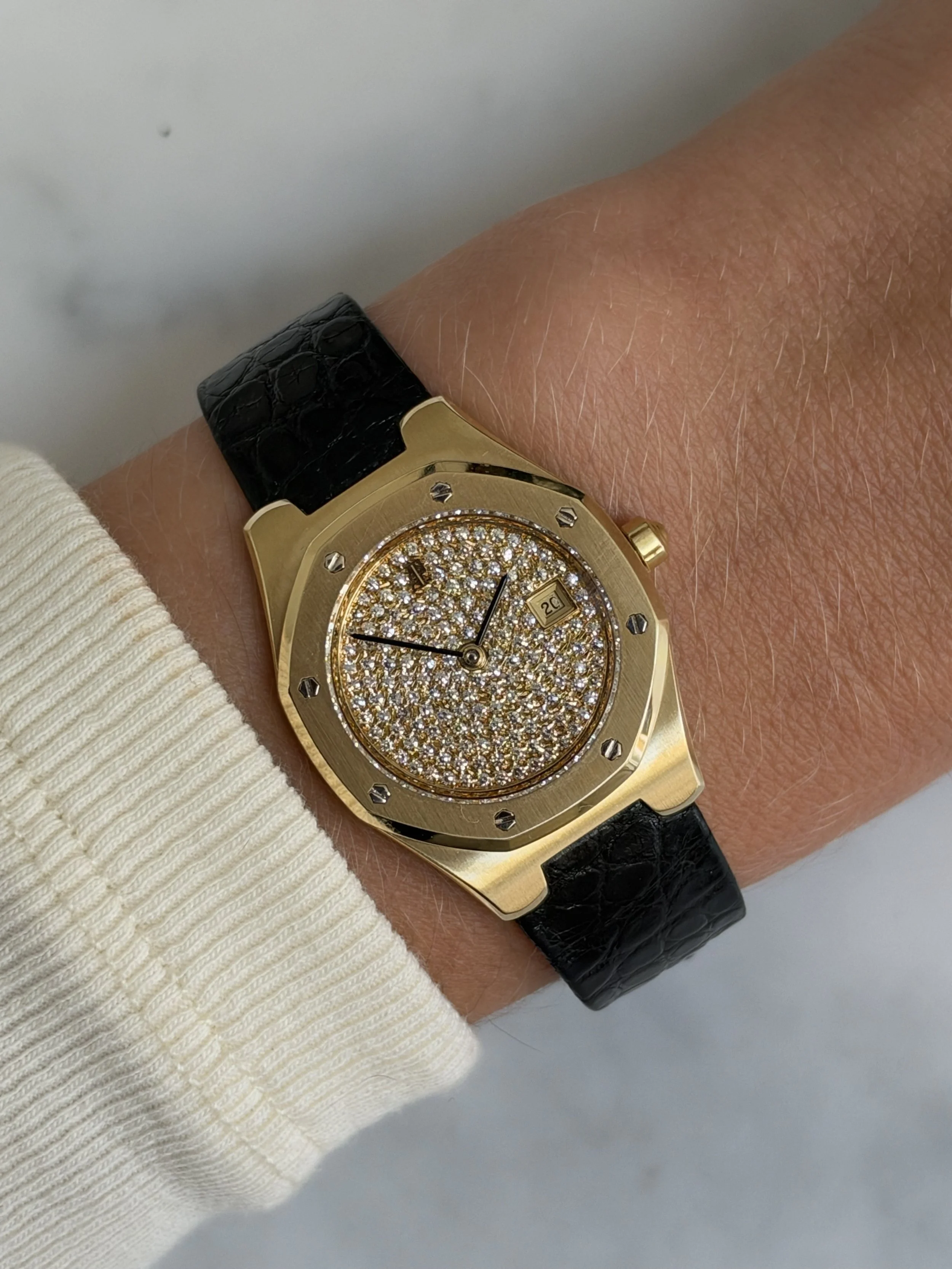 Audemars Piguet Baby Royal Oak Yellow Gold Pavé Diamond Dial ref. 66800 BA