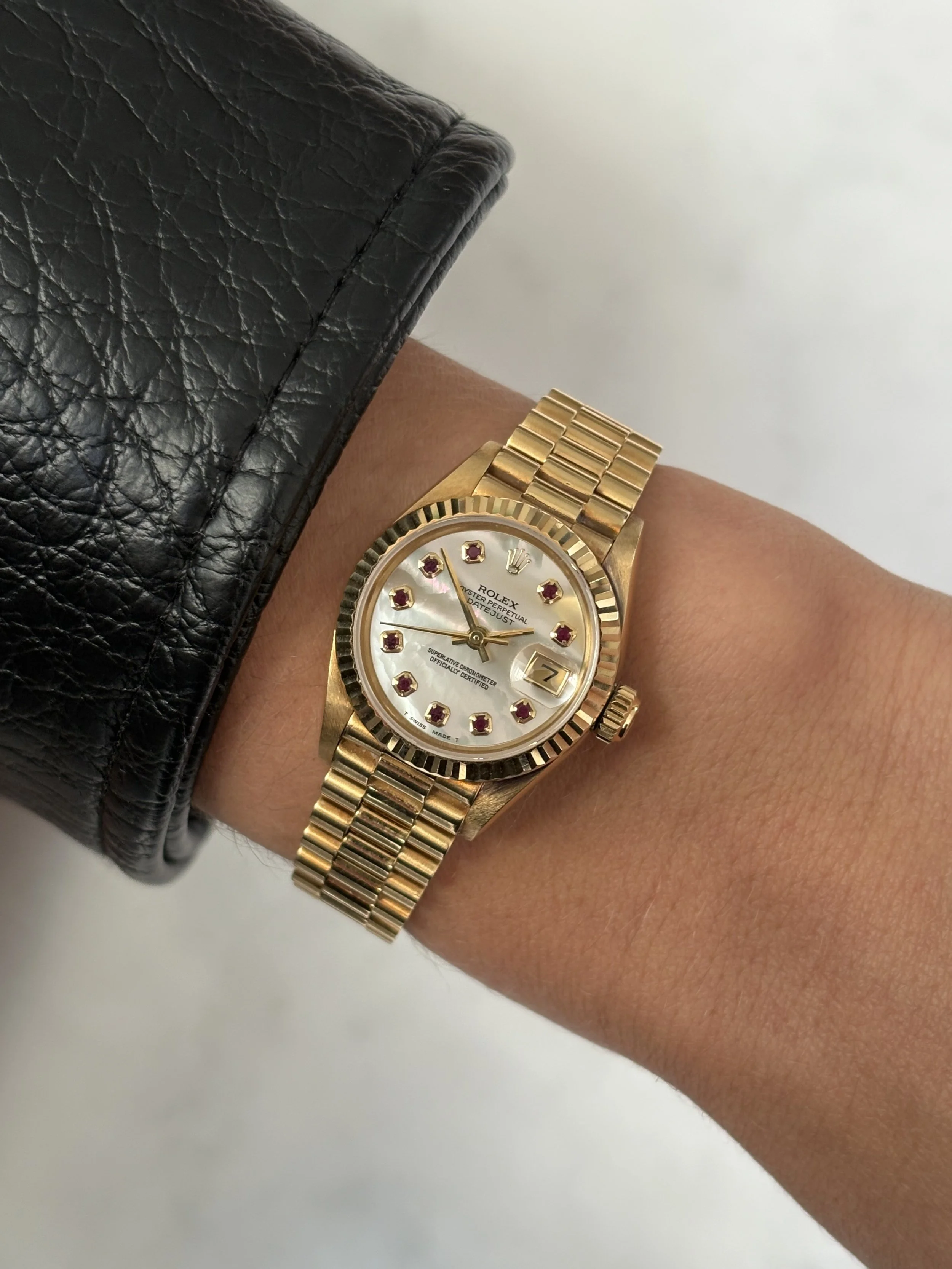 Rolex Datejust 26mm Yellow Gold MOP & Ruby Index Dial ref. 69178 w/ Original Papers