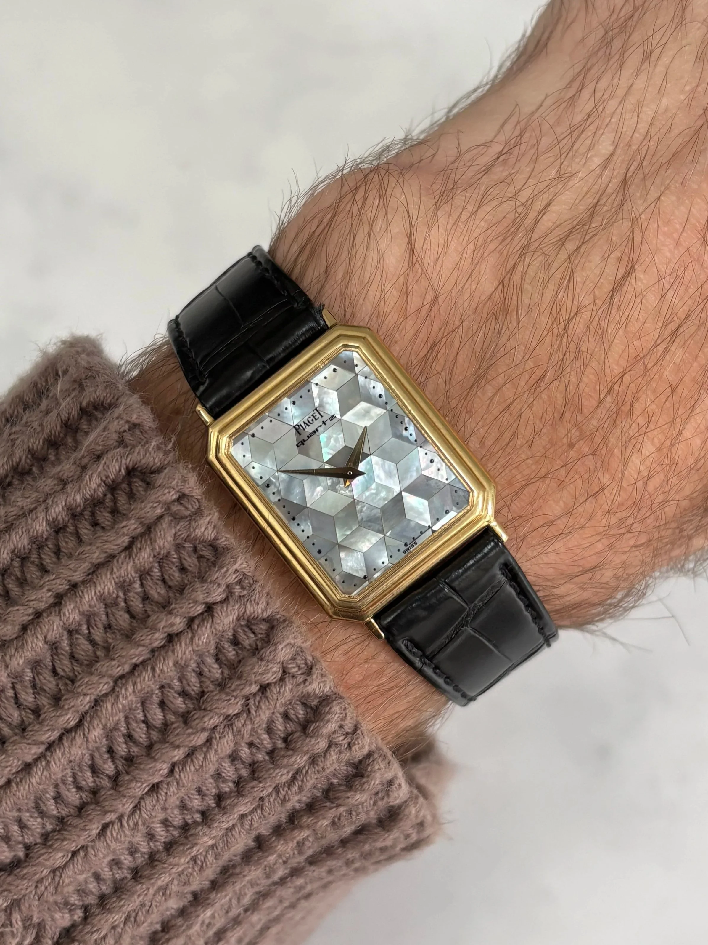 Piaget Tank Yellow Gold Mother Of Pearl Mosiac Stone Dial ref. 7148