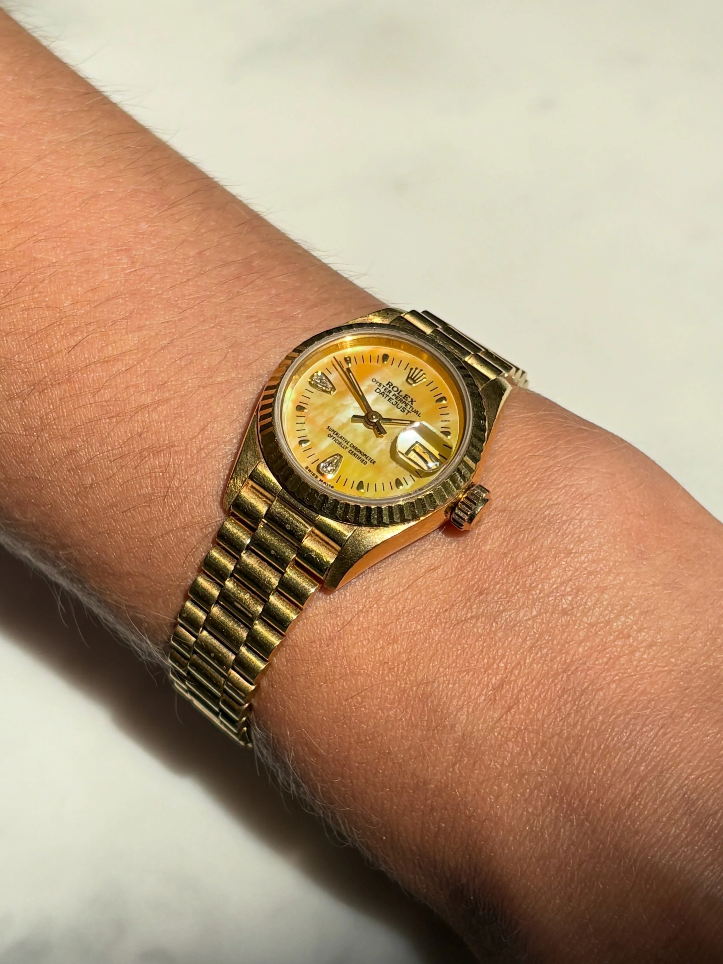 Rolex 26mm Datejust Yellow Gold Mother Of Pearl Stone Dial & 'Teardrop' Diamond 6,9 ref. 69178