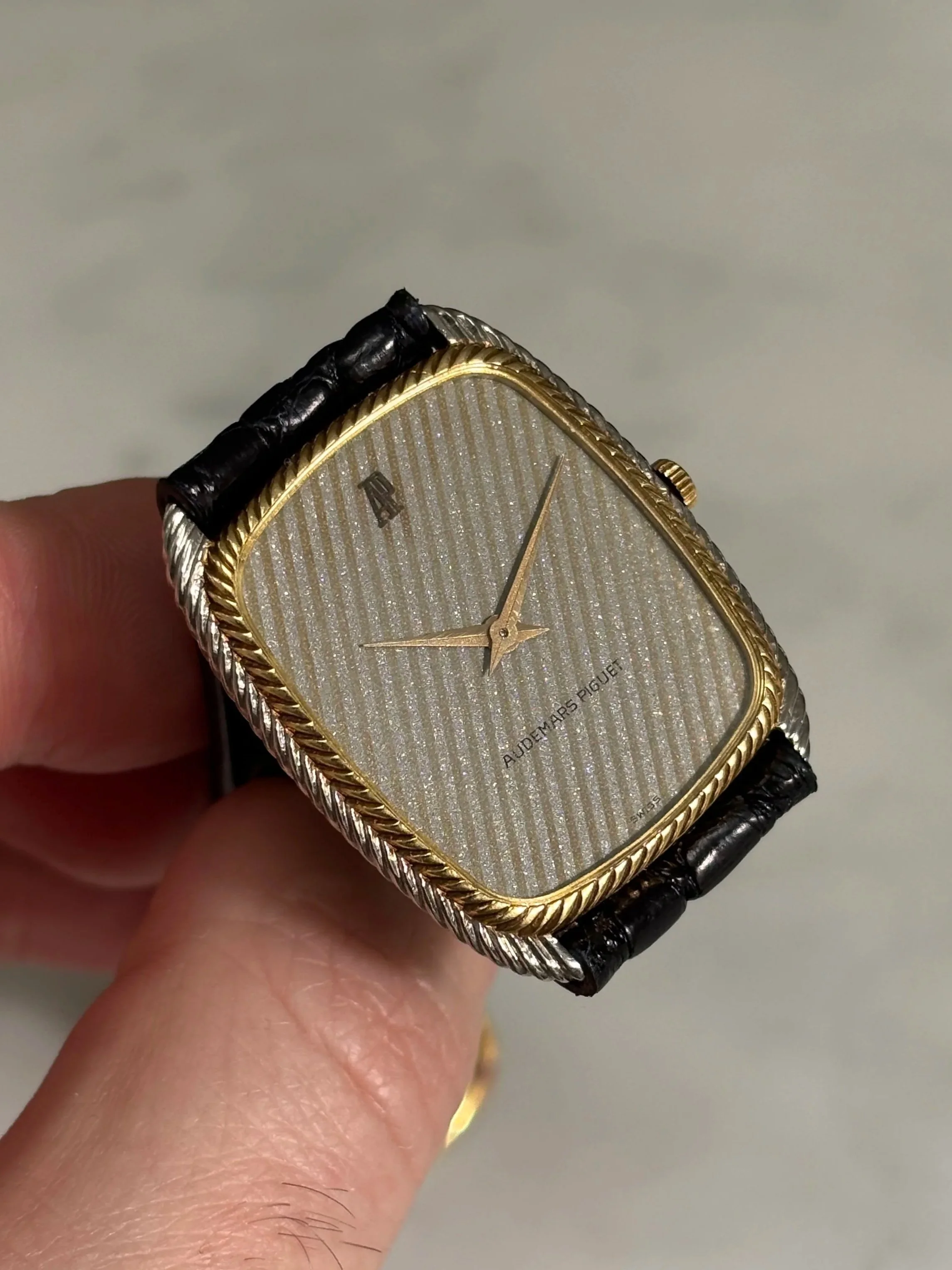 Audemars Piguet Tonneau Yellow & White Gold 'Snowflake' Dial ref. 4157 CA