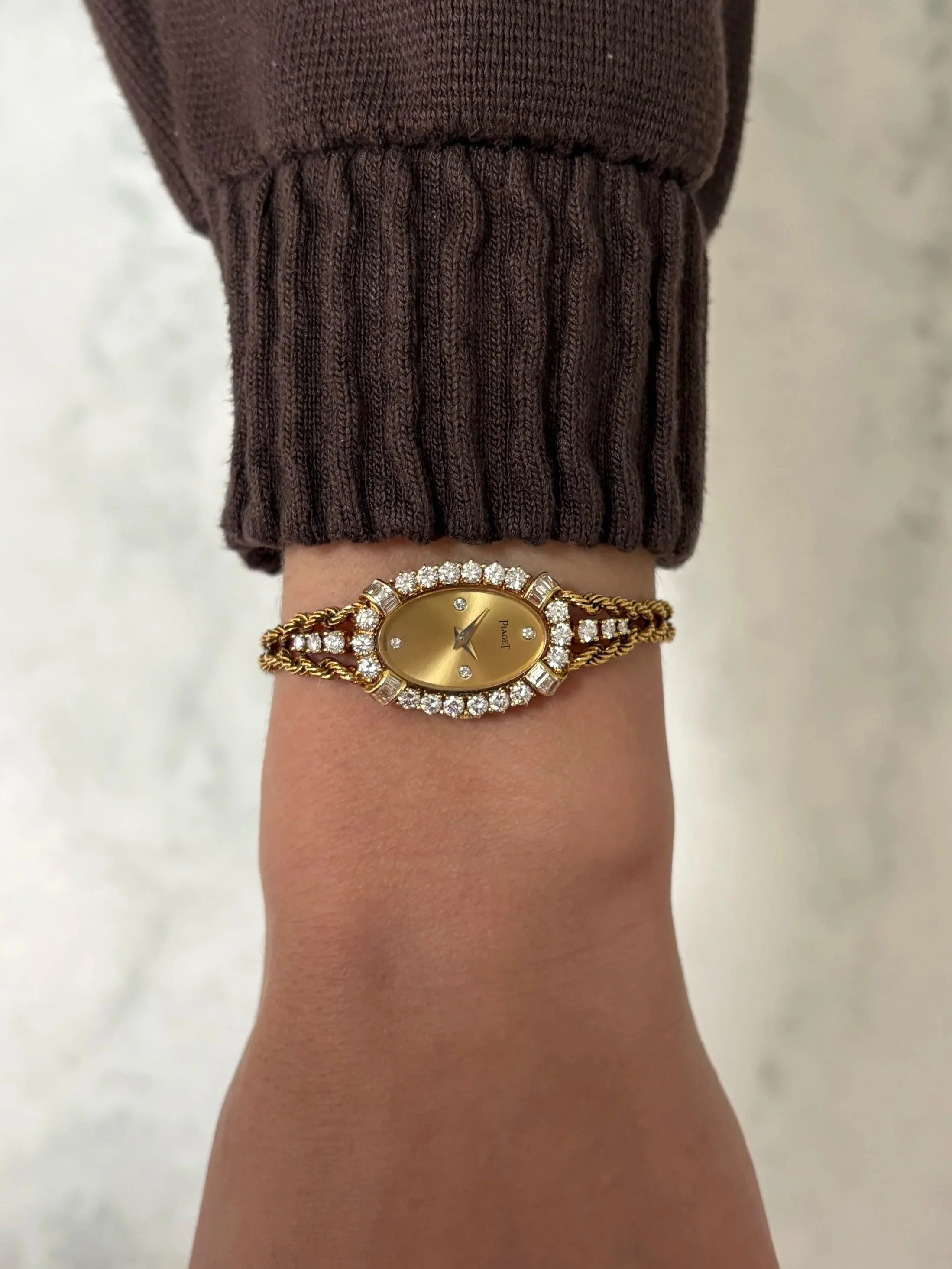 Piaget Cocktail Watch Yellow Gold Diamond Set Case & 'Kissing Hearts' Rope Bracelet ref. 45710 E21