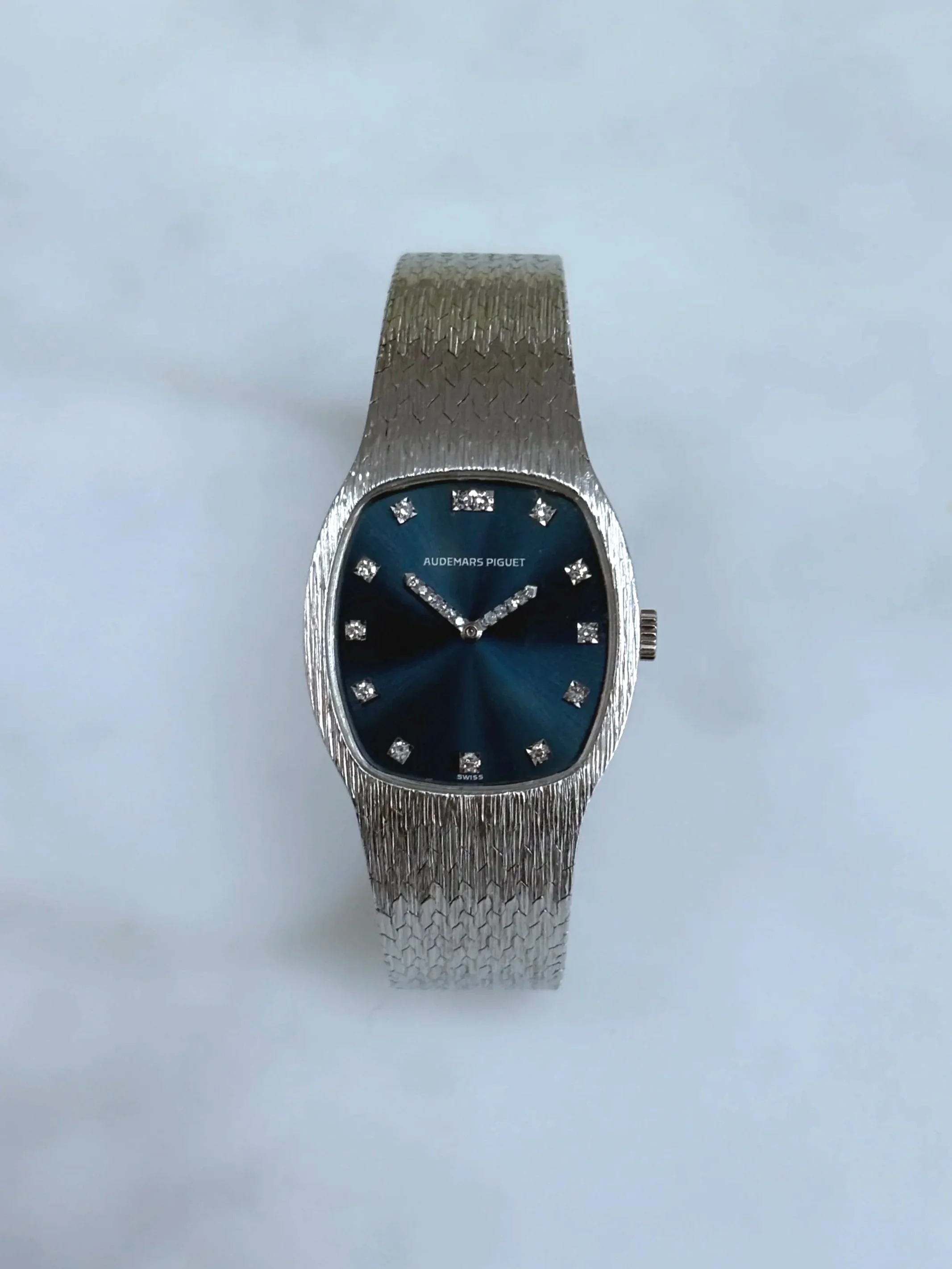 Audemars Piguet Mini Cobra White Gold Blue Dial, Diamond Indexes & Hands