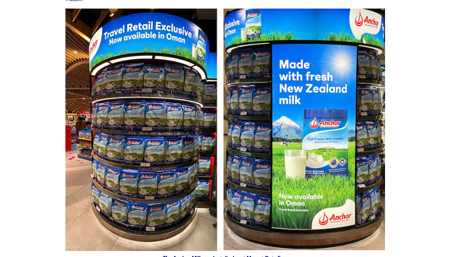 Kreol Travel Retail has launched the Anchor Milk Powder Sachet (1.6kg) at Muscat Duty Free in Oman.