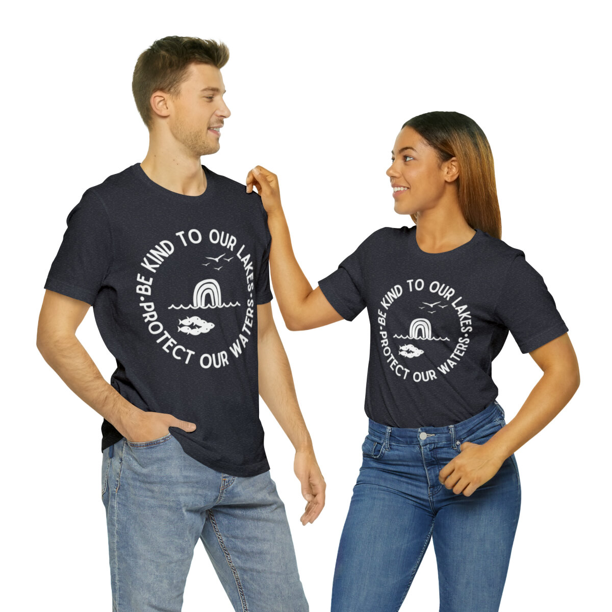 Unisex Jersey Super Soft Tee with Be Kind to Our Lakes Design