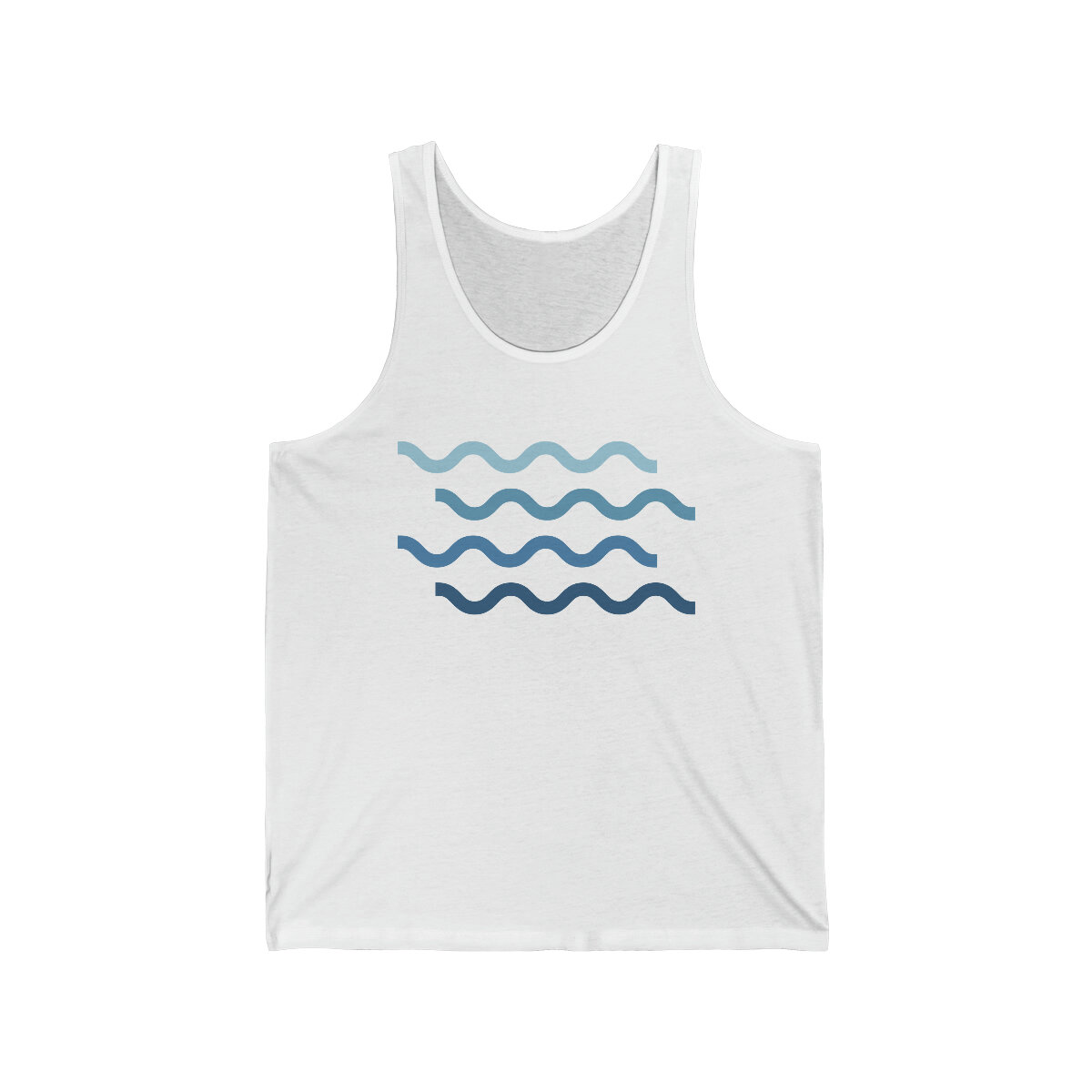 Unisex Jersey Tank with Clear Lake Waves Design
