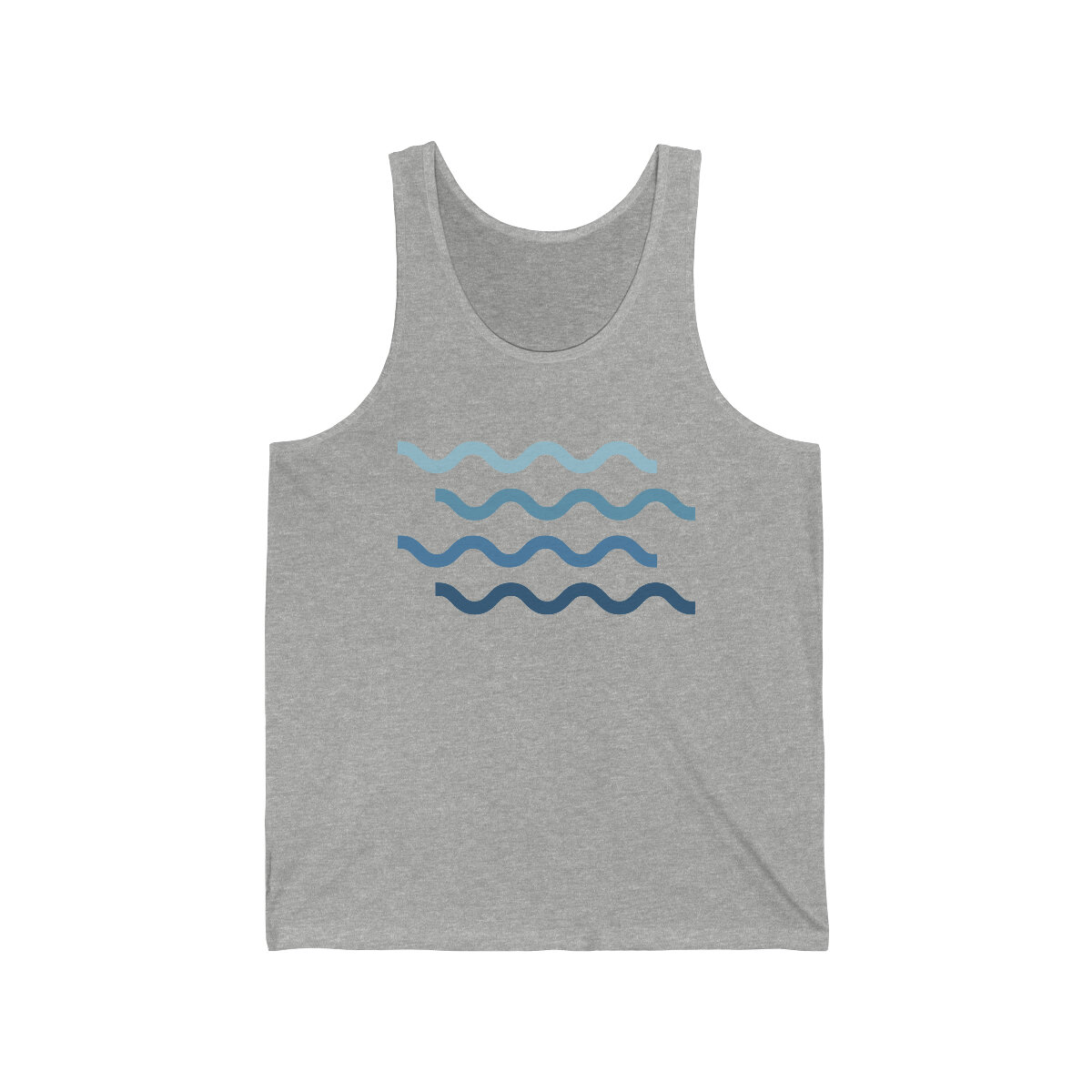 Unisex Jersey Tank with Clear Lake Waves Design